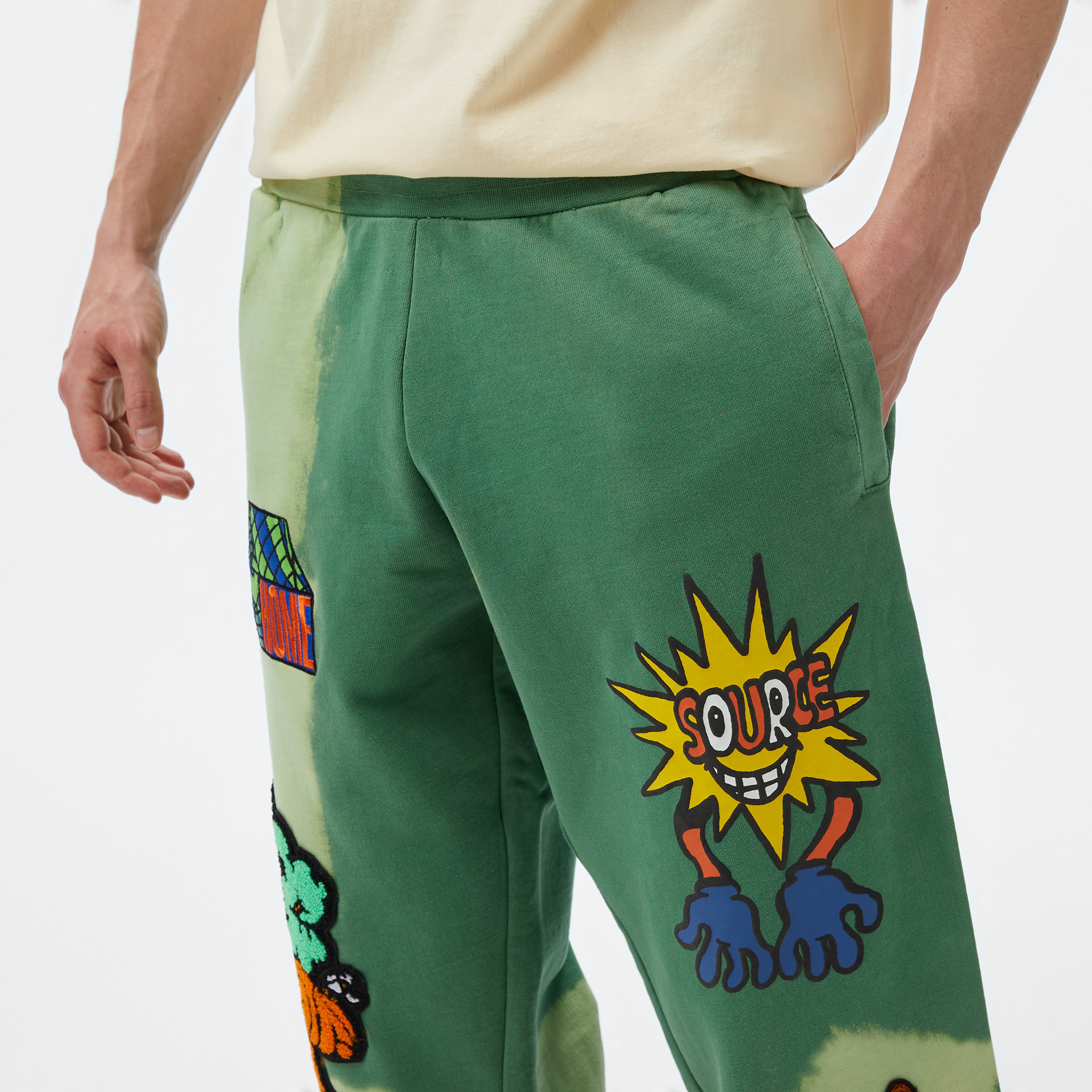 Market Land Escape Tie-Dye Fleece Erkek Yeşil Eşofman Altı