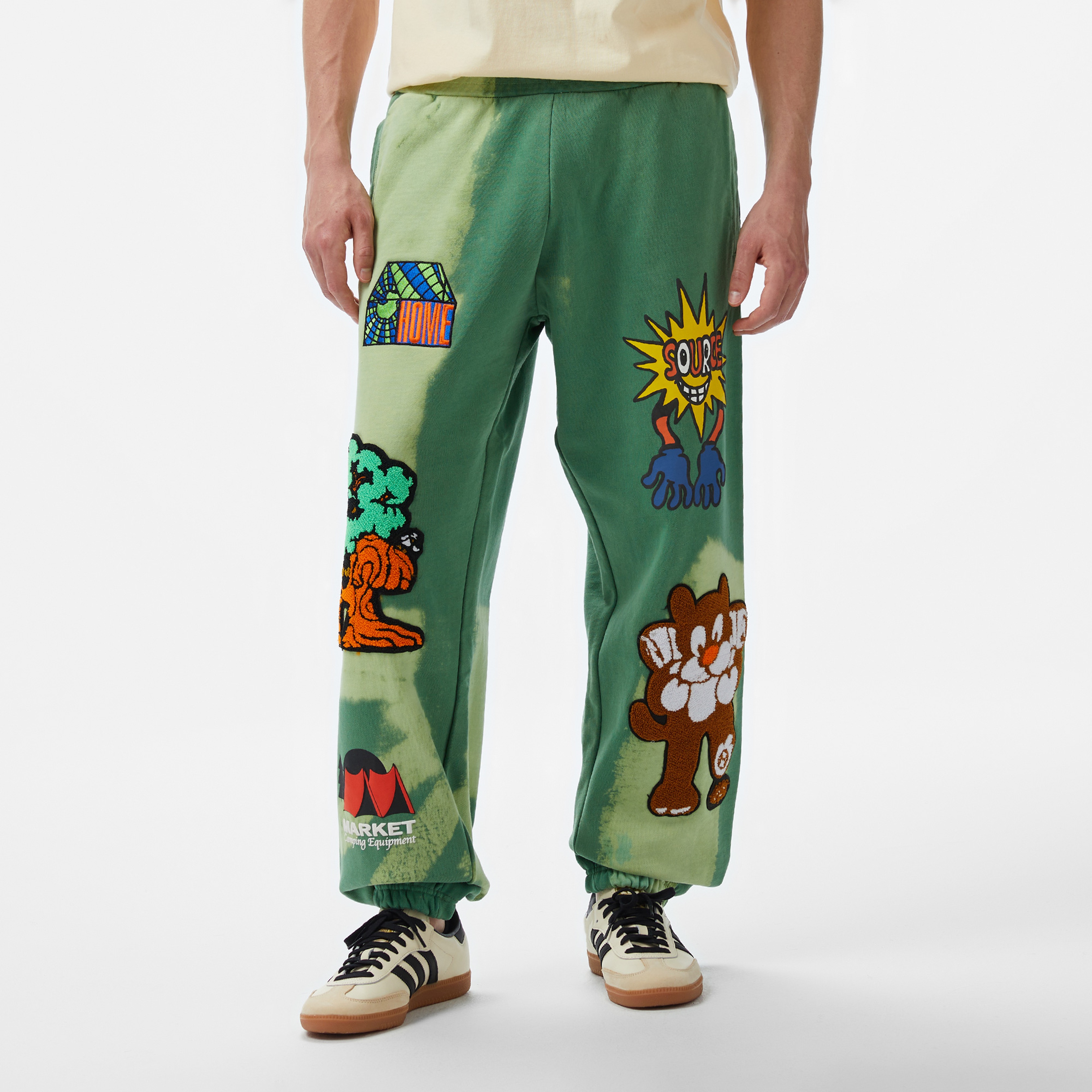 Market Land Escape Tie-Dye Fleece Erkek Yeşil Eşofman Altı