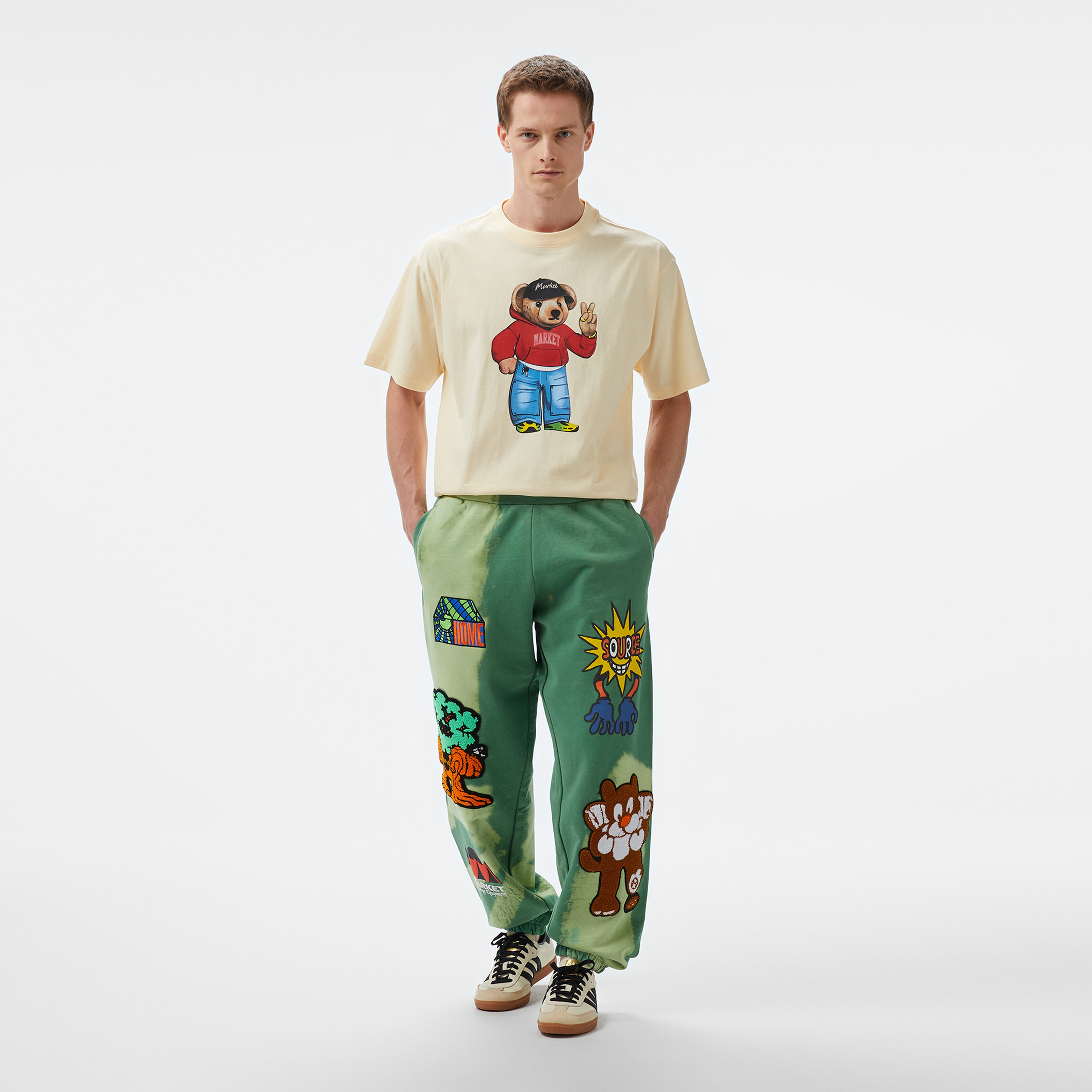 Market Land Escape Tie-Dye Fleece Erkek Yeşil Eşofman Altı