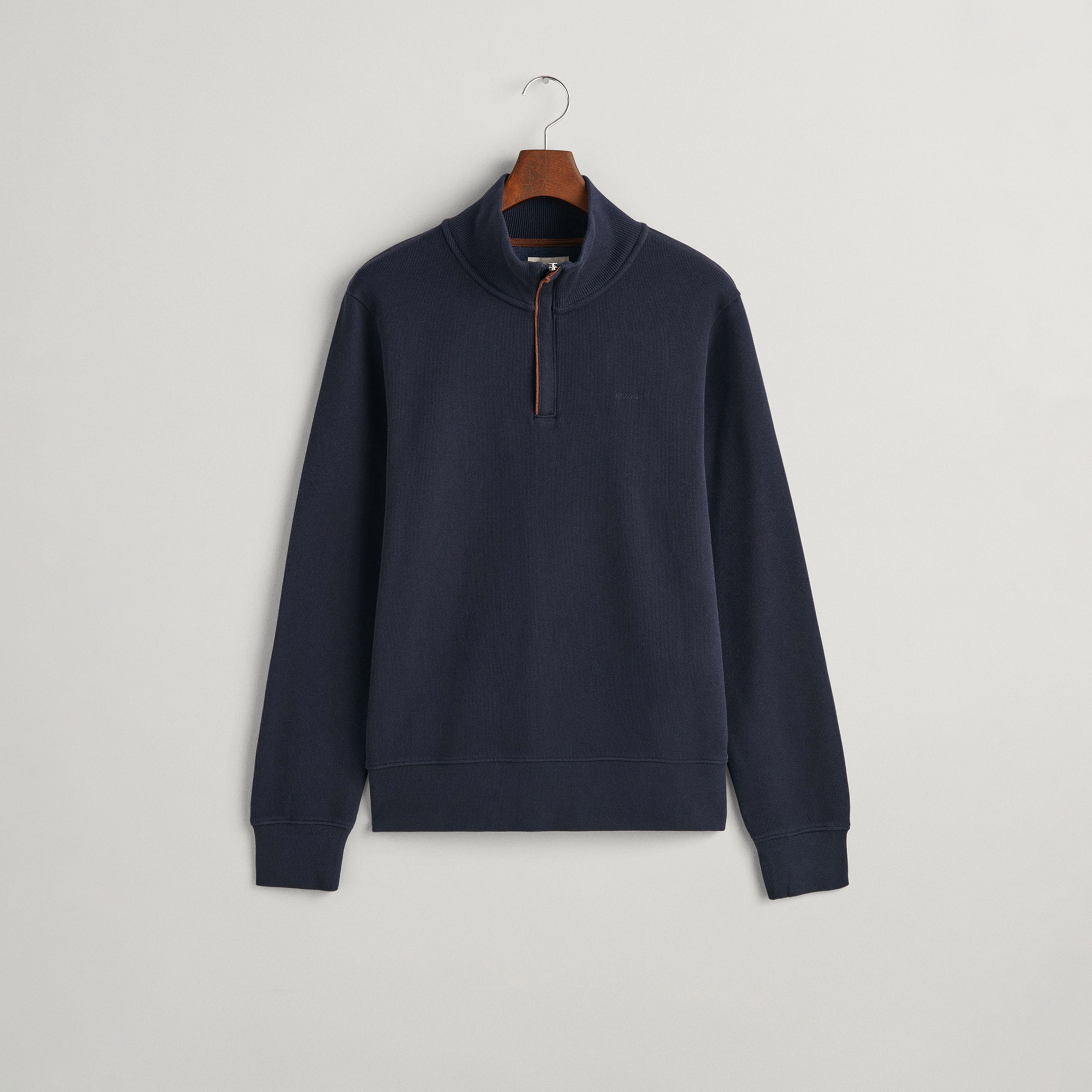 GANT Erkek Lacivert Regular Fit Yarım Fermuarlı Sweatshirt