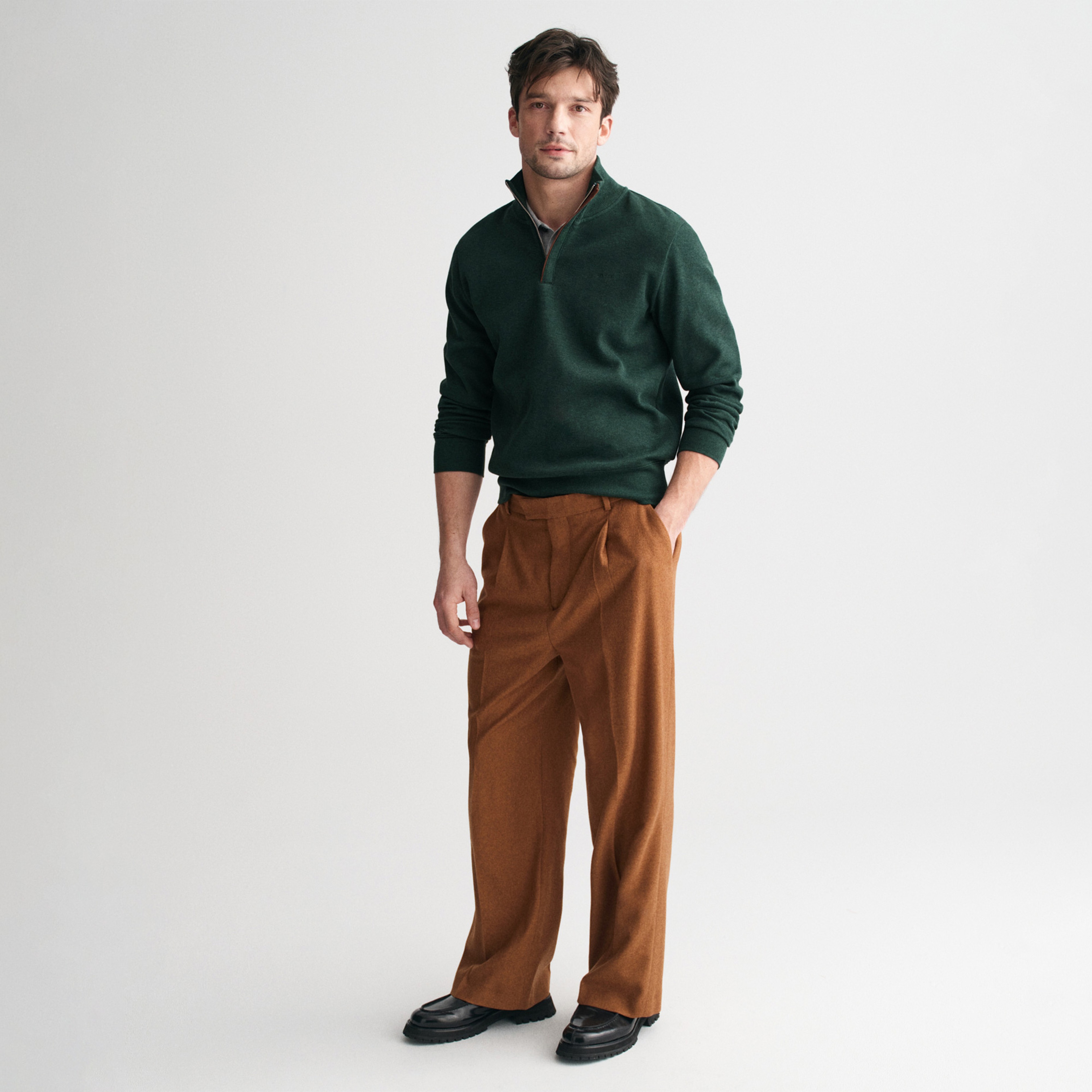 GANT Erkek Yeşil Regular Fit Yarım Fermuarlı Sweatshirt