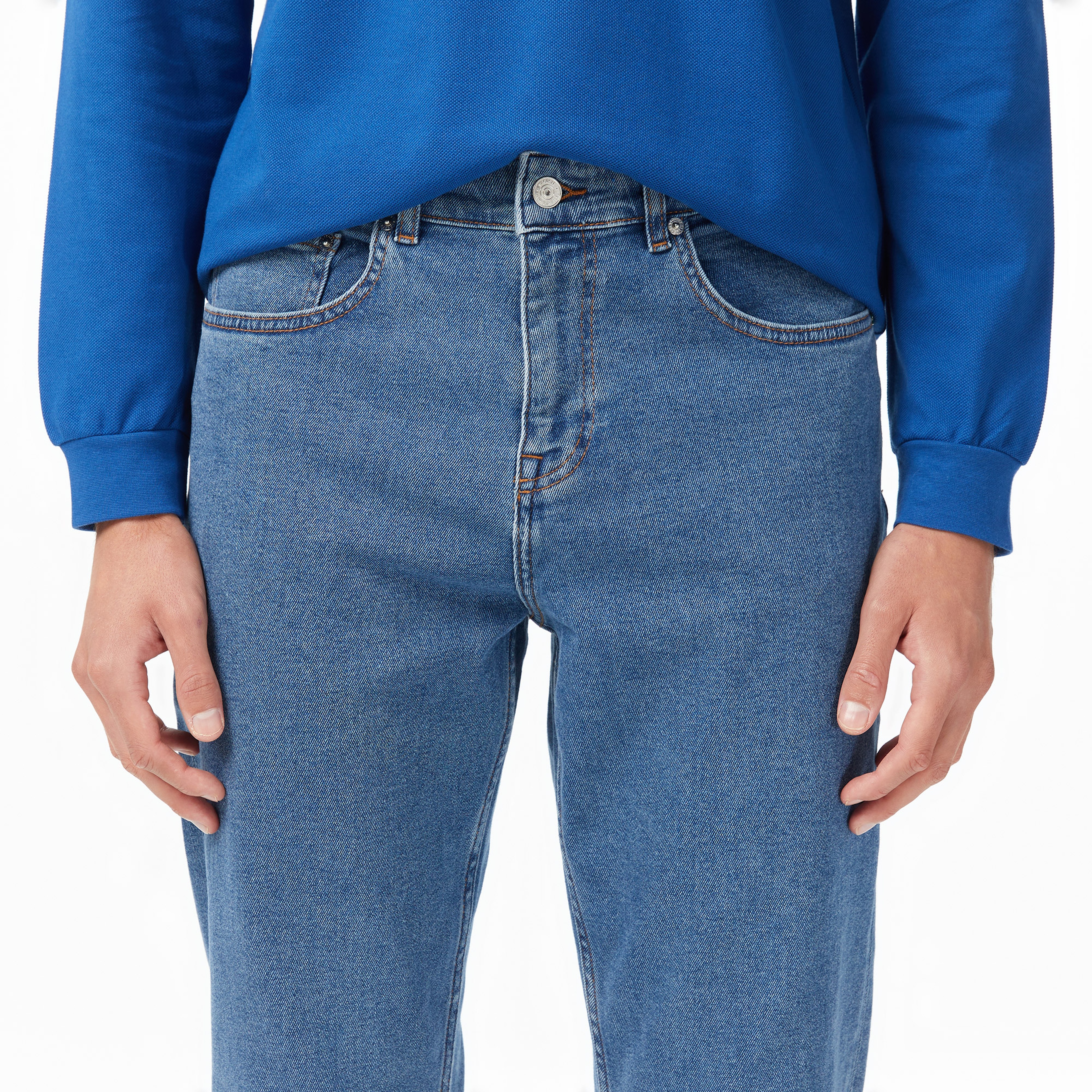 Erkek Regular Fit Mavi Jean Pantolon