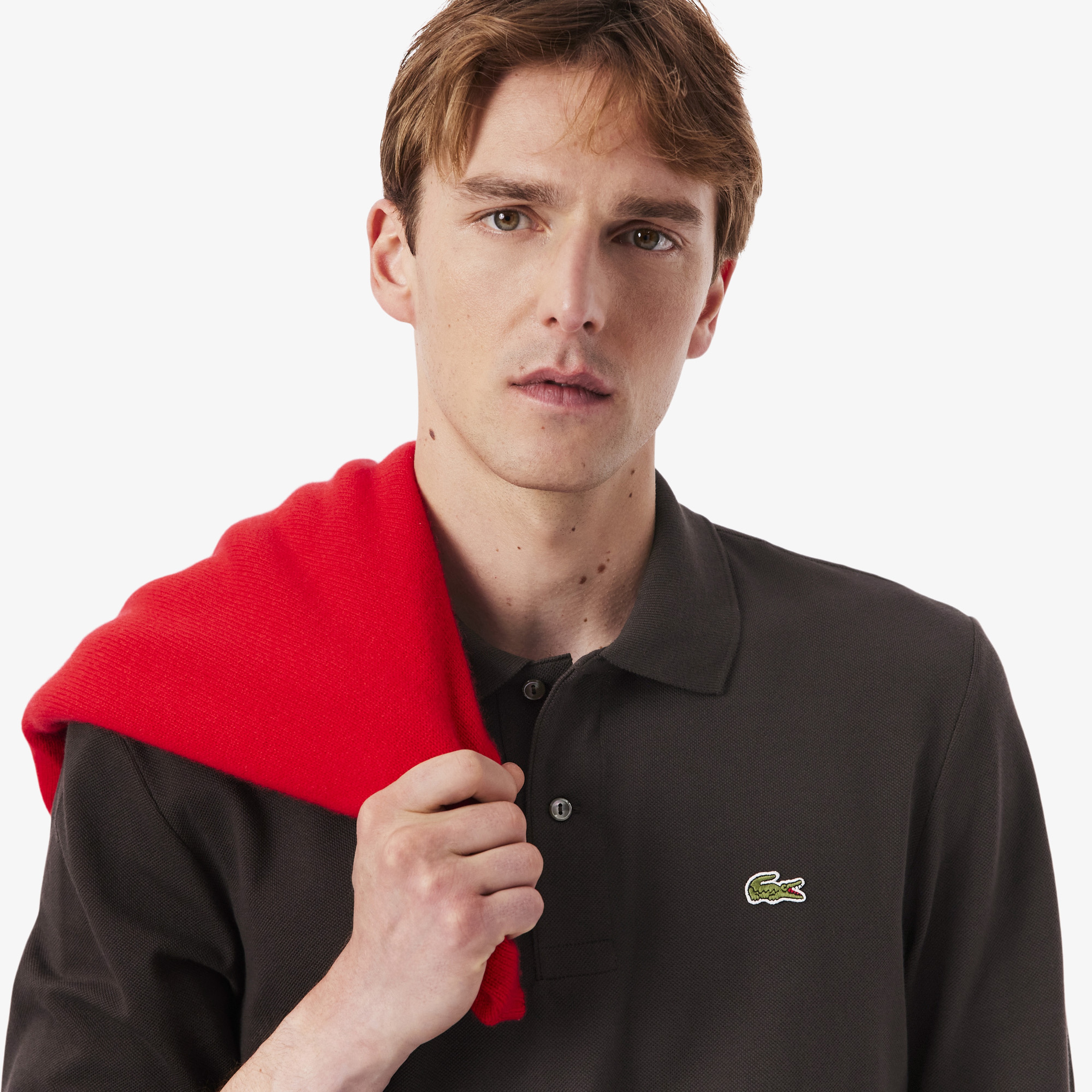 L.12.12 Erkek Classic Fit Uzun Kollu Kahverengi Polo