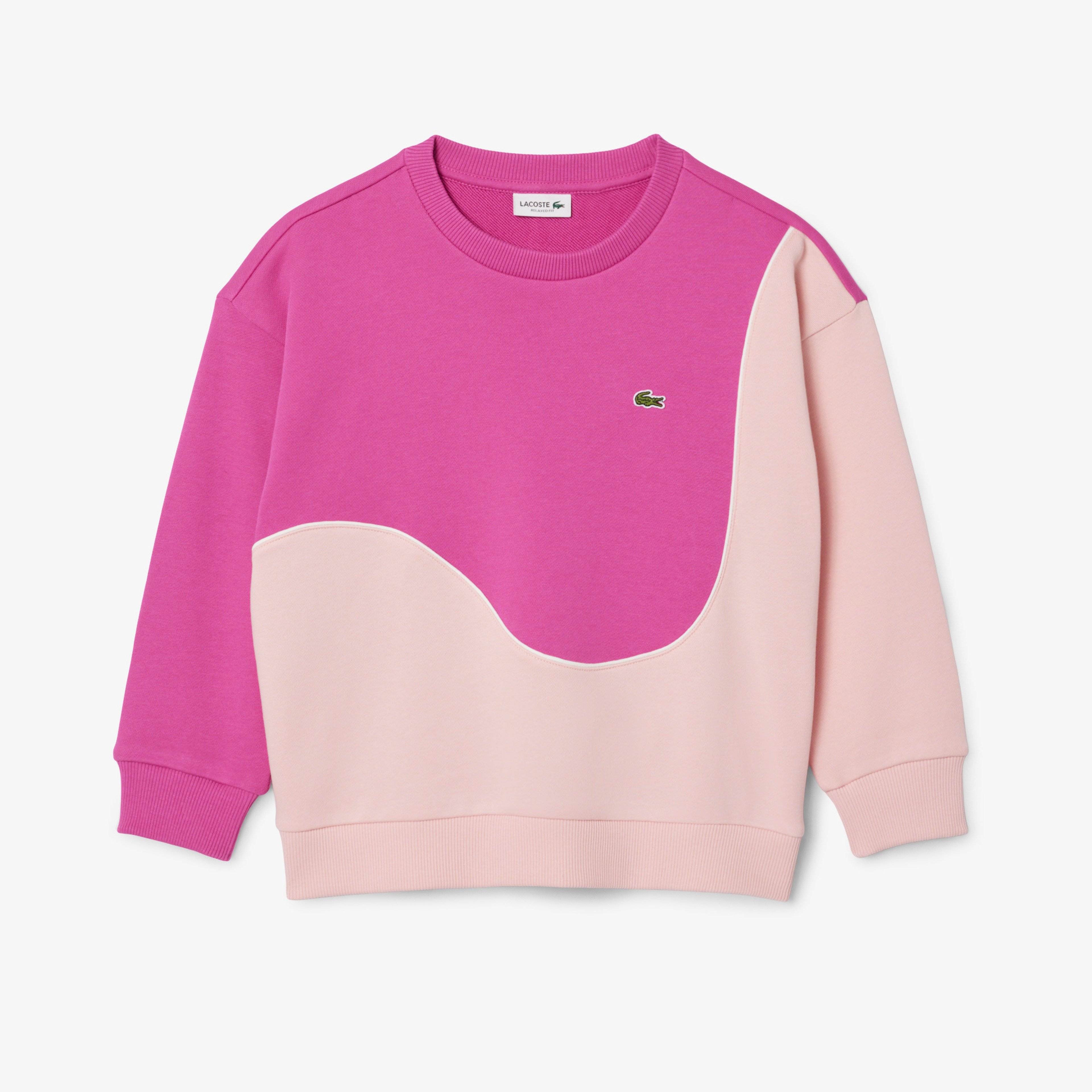 Çocuk Bisiklet Yaka Renk Bloklu Pembe Sweatshirt