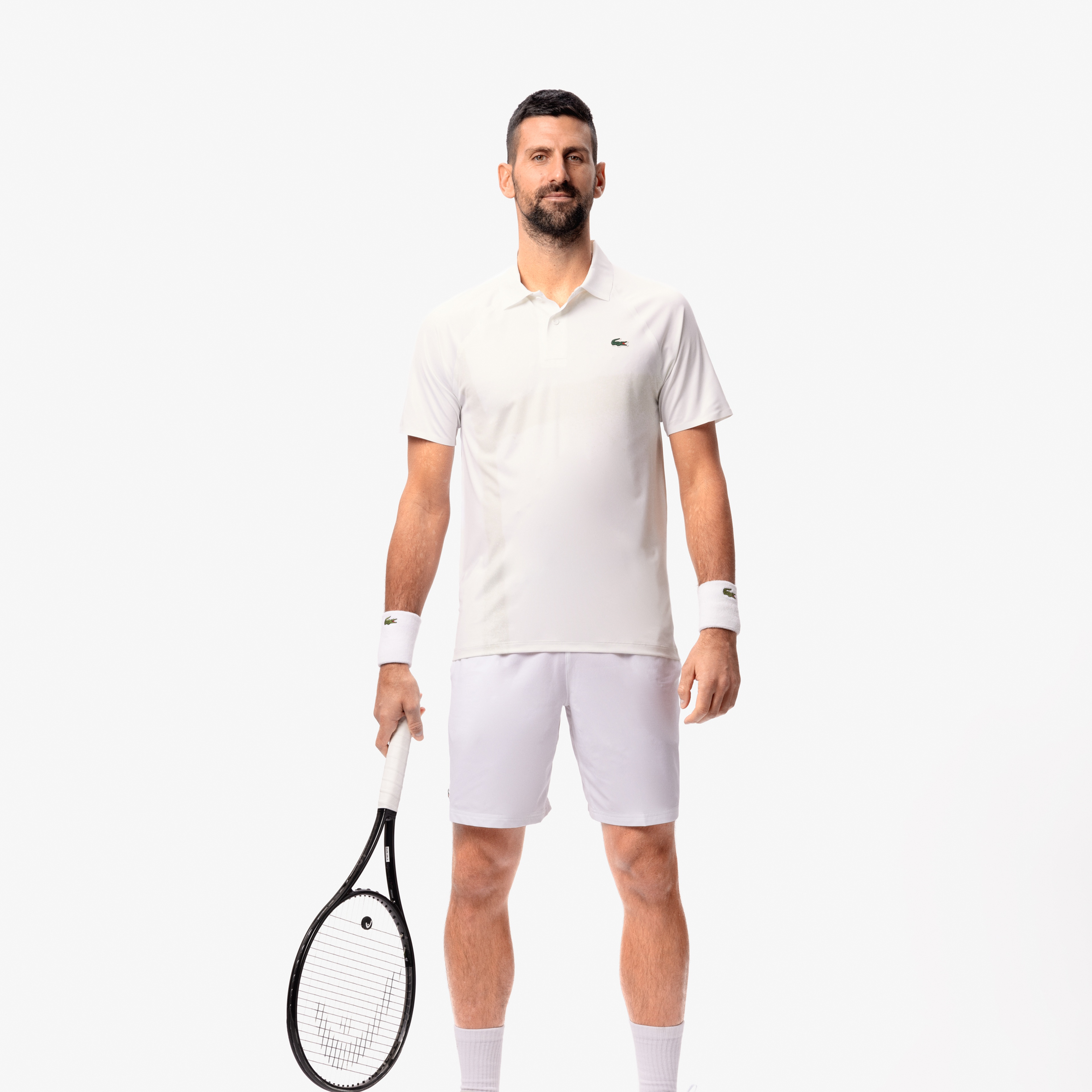 SPORT X Novak Djokovic Erkek Slim Fit Baskılı Beyaz Polo