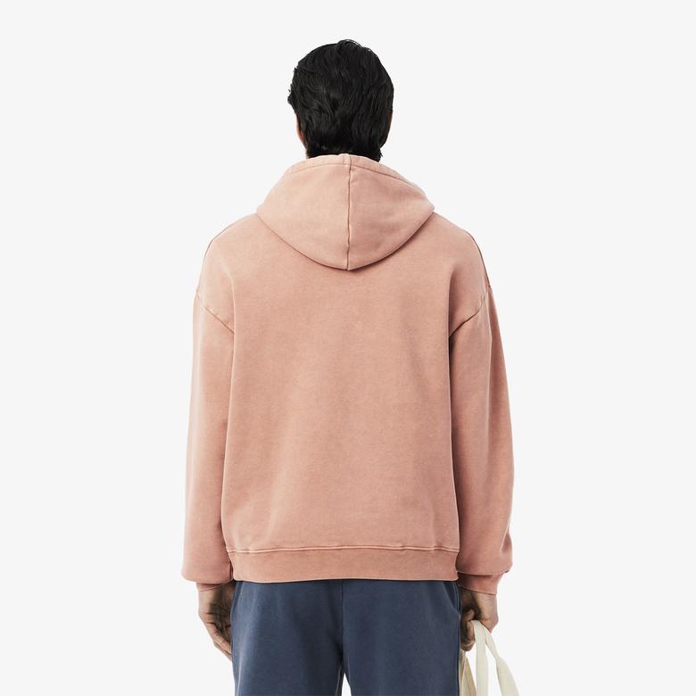 Erkek Loose Fit Kapüşonlu Kahverengi Sweatshirt