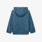 Çocuk Kapüşonlu Baskılı Mavi Ceket