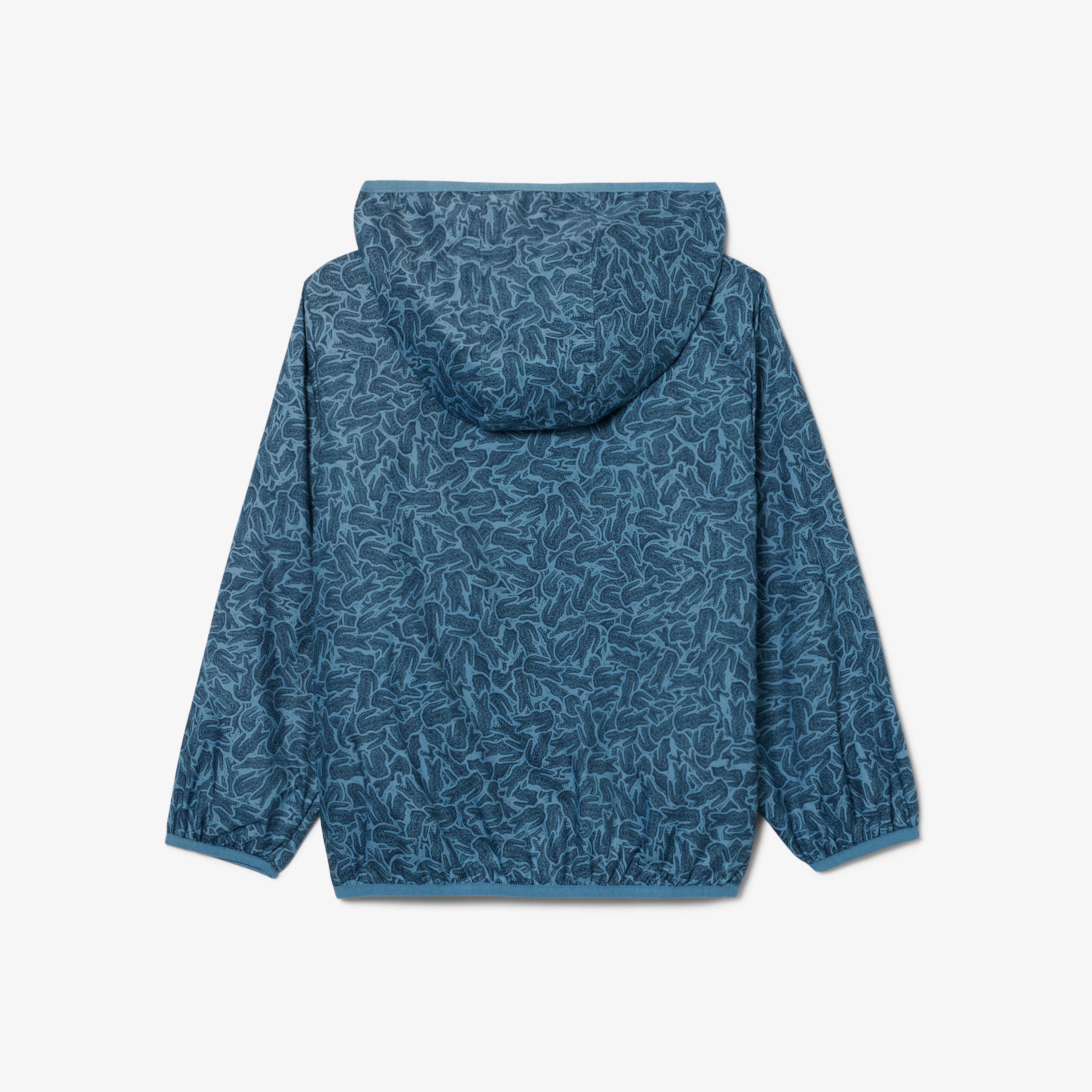 Çocuk Kapüşonlu Baskılı Mavi Ceket