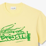 Lacoste Classic Fit Bisiklet Yaka Baskılı Erkek Sarı T-Shirt