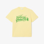 Lacoste Classic Fit Bisiklet Yaka Baskılı Erkek Sarı T-Shirt