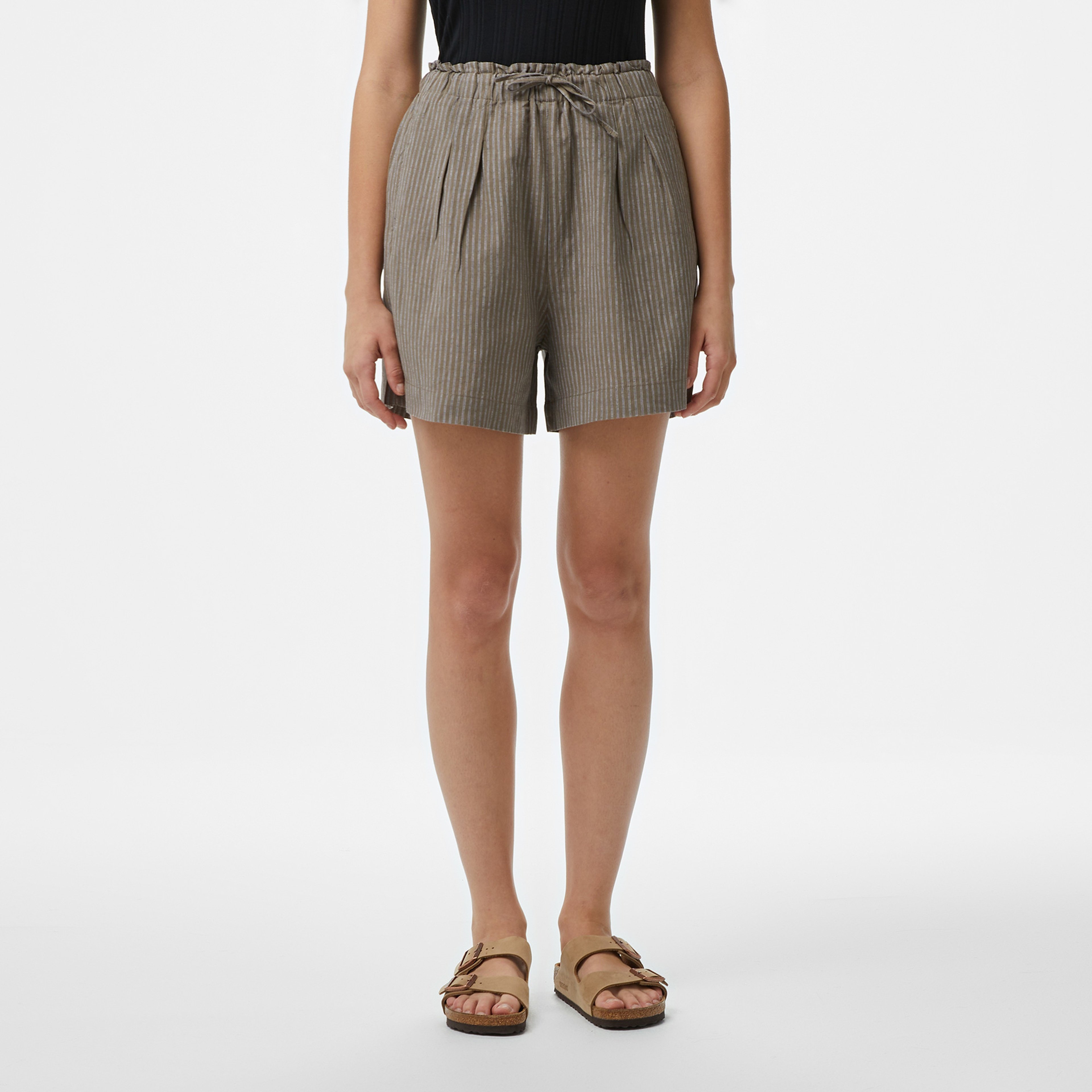 Nautica Kadın Kahverengi Relaxed Fit Çizgili Şort