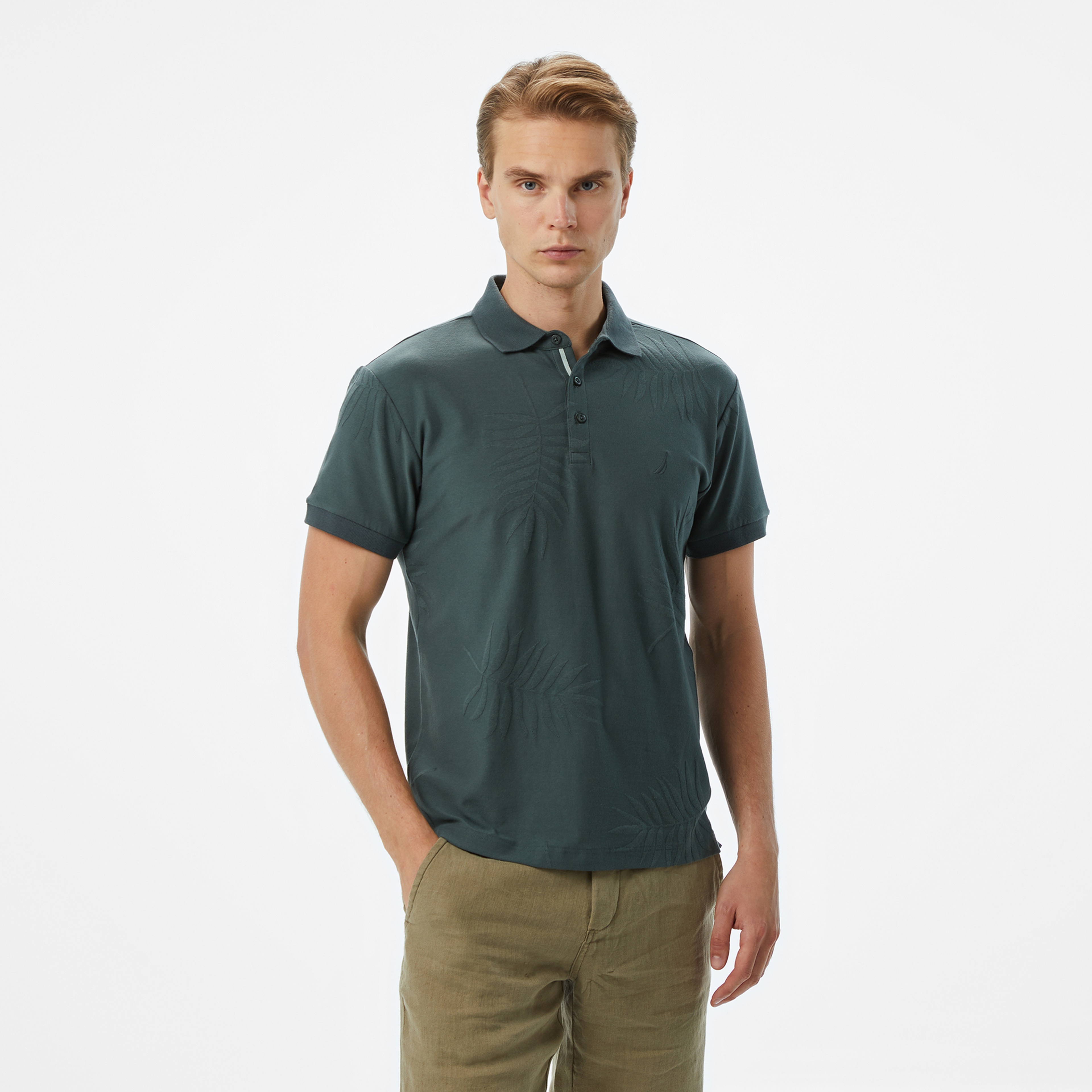 Nautica Erkek Yeşil Classic Fit Desenli Polo