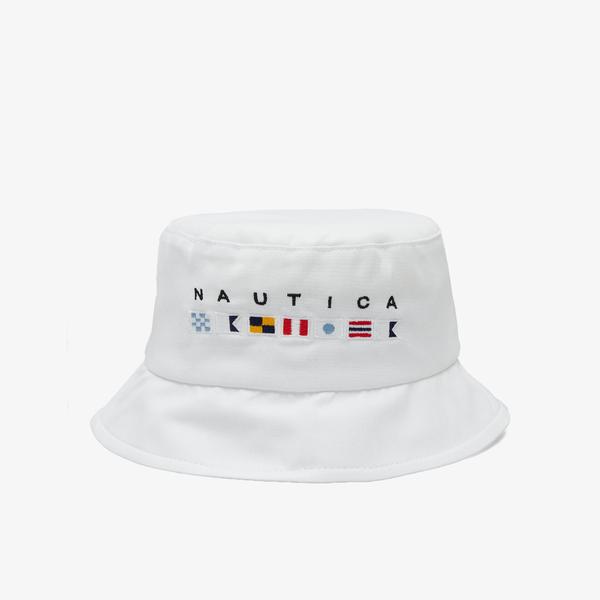 Nautica Unisex Beyaz Baskılı Şapka