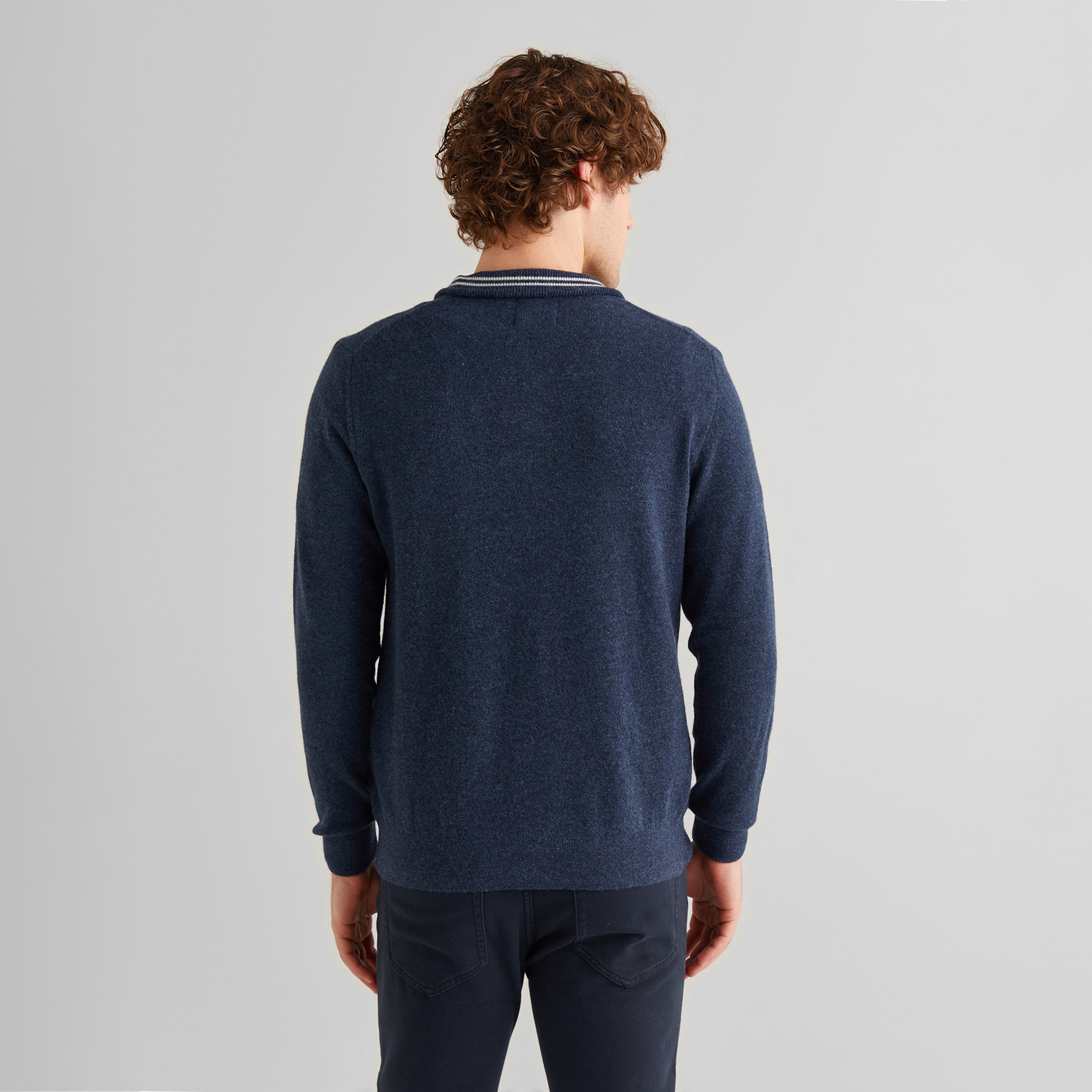 GANT Erkek Lacivert Regular Fit Yarım Fermuarlı Yün Kazak