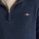 GANT Erkek Lacivert Regular Fit Yarım Fermuarlı Yün Kazak