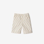 Burberry Castiel Checkerboard Denim Çocuk Krem Şort