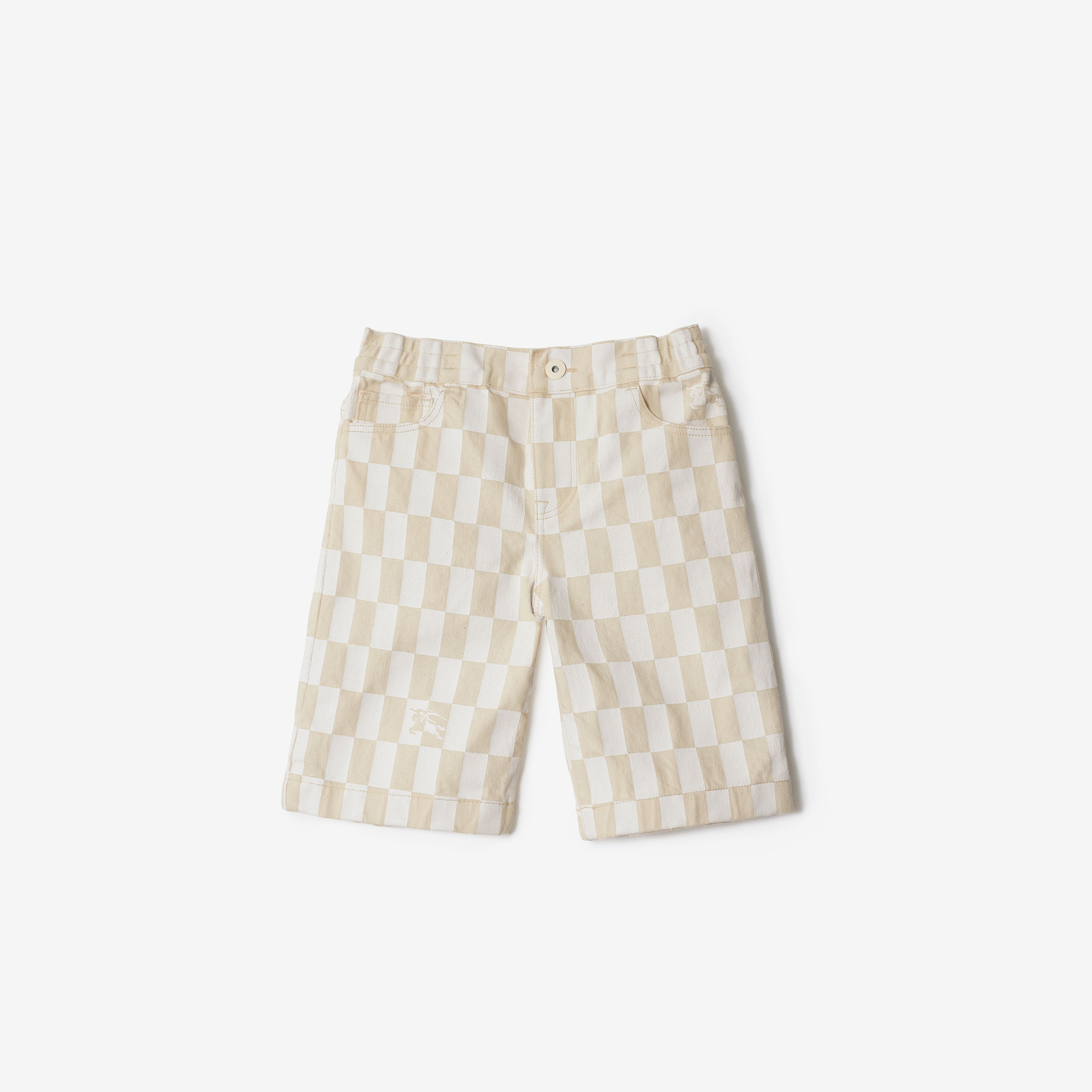 Burberry Castiel Checkerboard Denim Çocuk Krem Şort