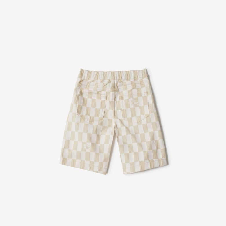 Burberry Castiel Checkerboard Denim Çocuk Krem Şort
