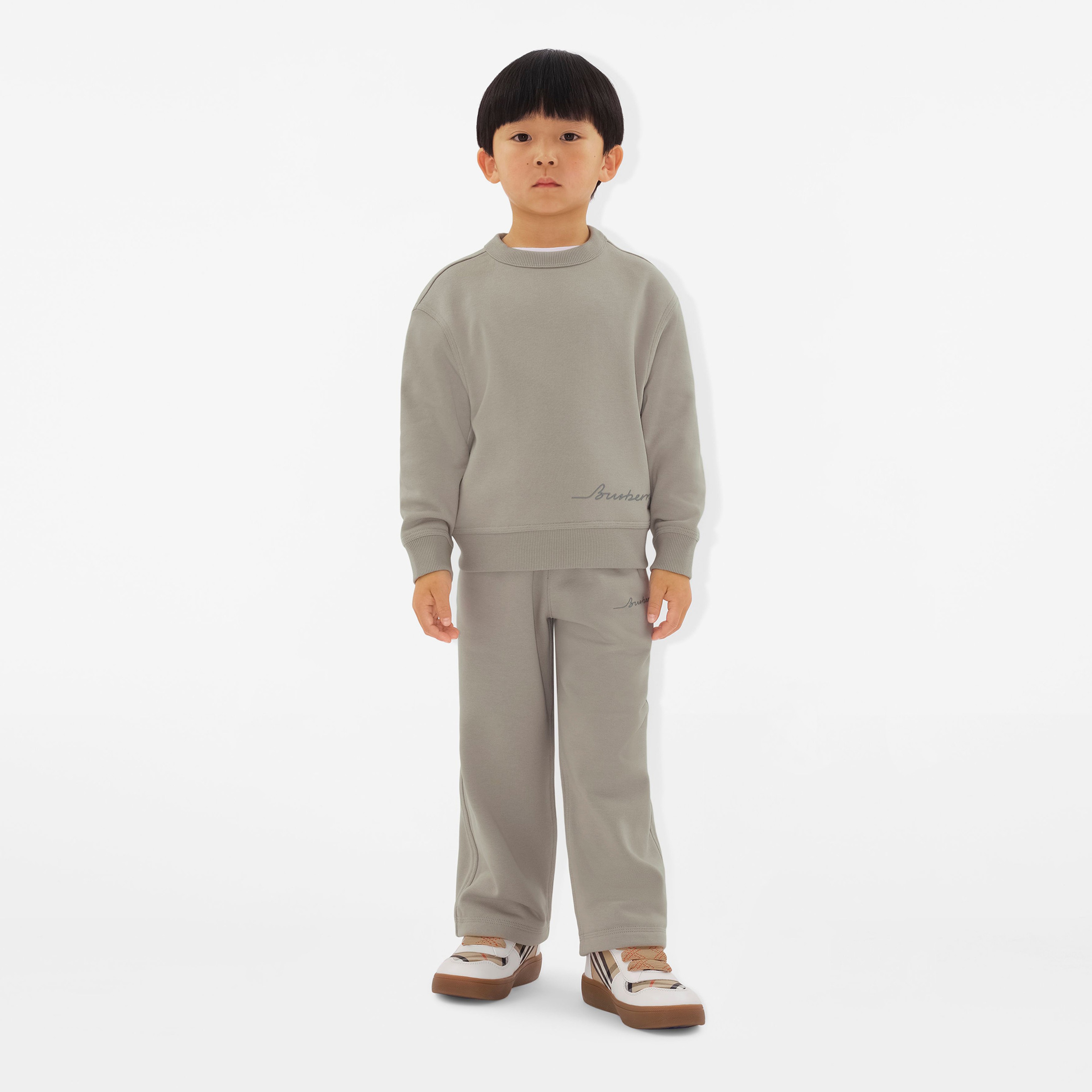 Burberry Mathew Logo Cotton Çocuk Krem Sweatshirt