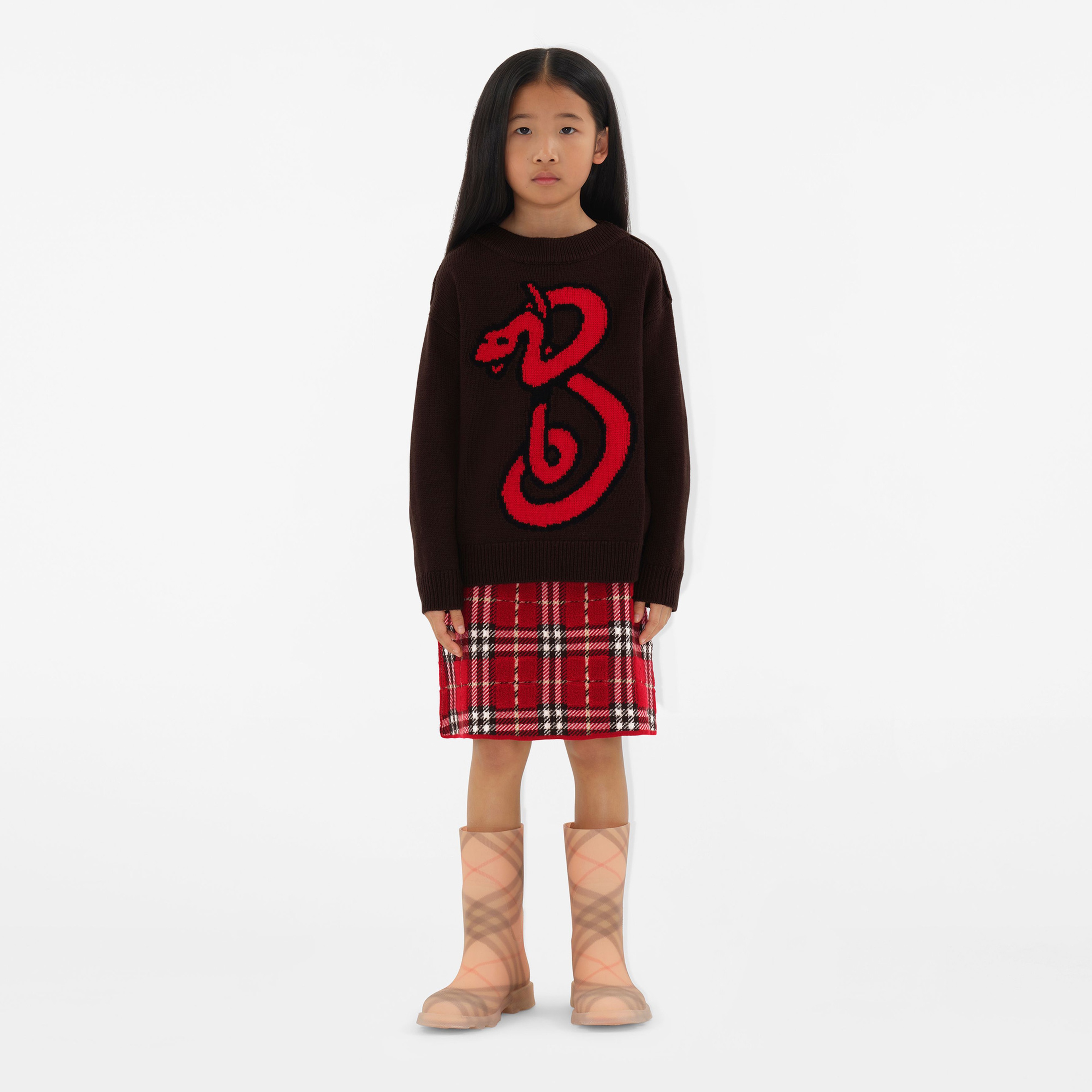 Burberry Patrick Snake Wool Çocuk Siyah Kazak