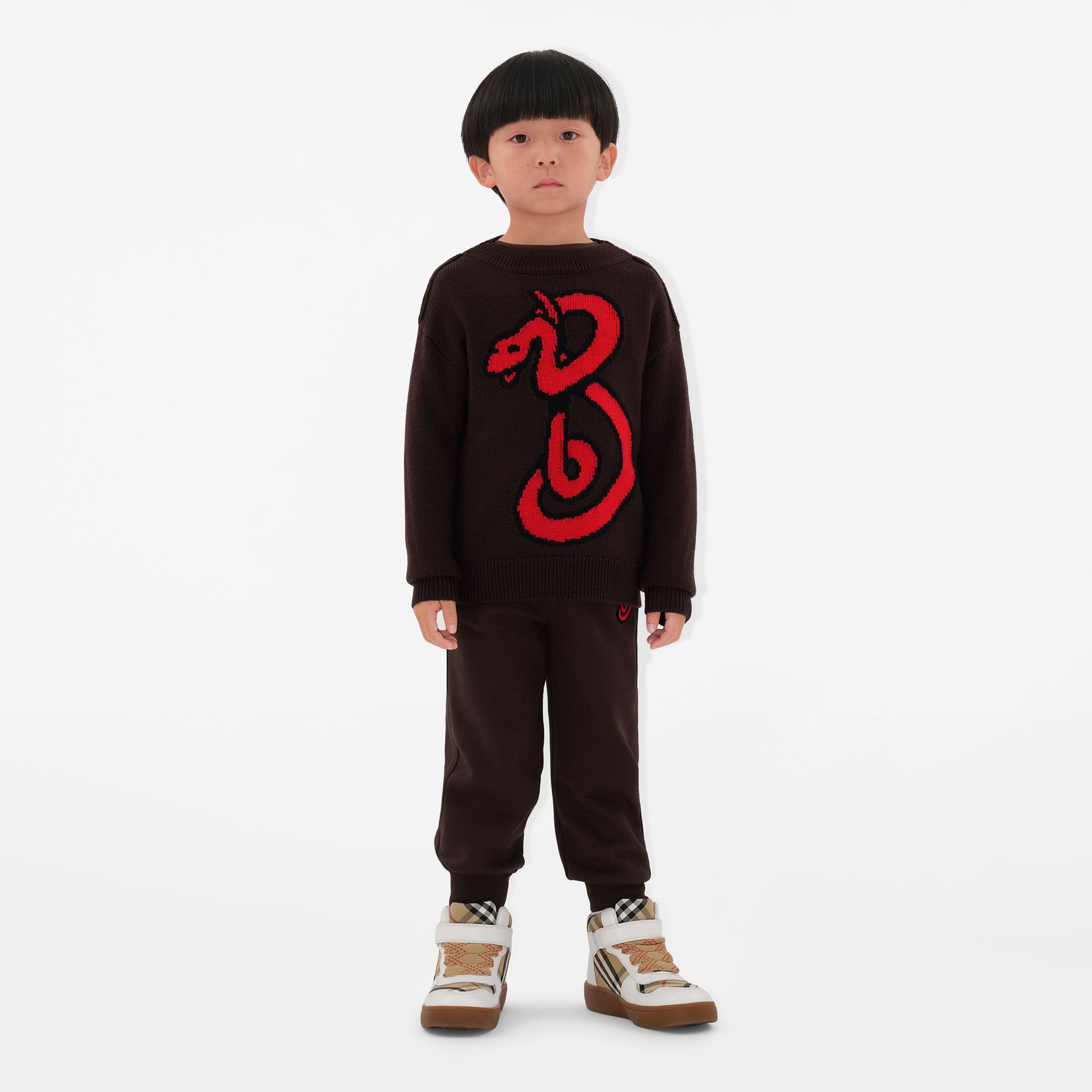 Burberry Patrick Snake Wool Çocuk Siyah Kazak