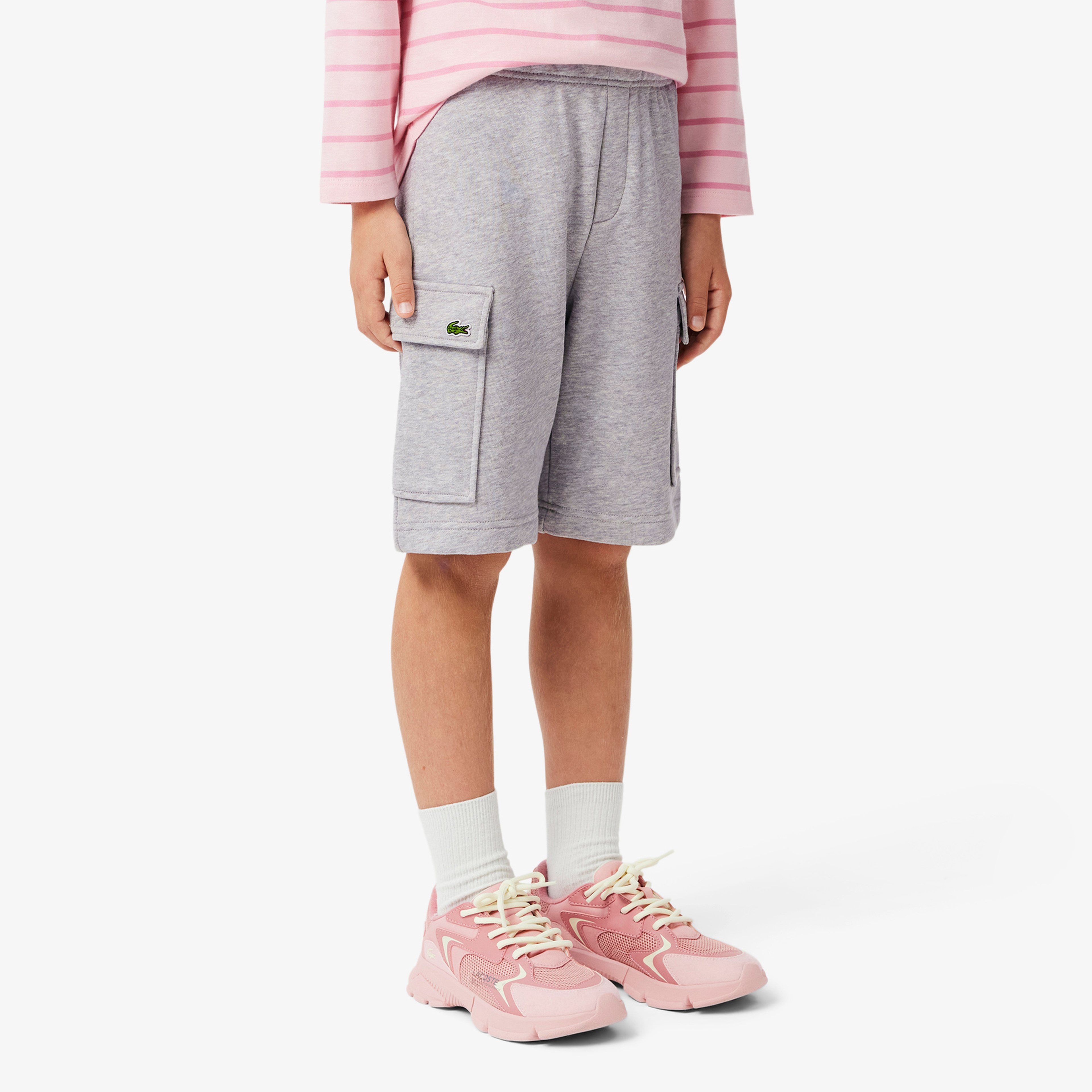 Lacoste Cotton Fleece Cargo Çocuk Gri Şort
