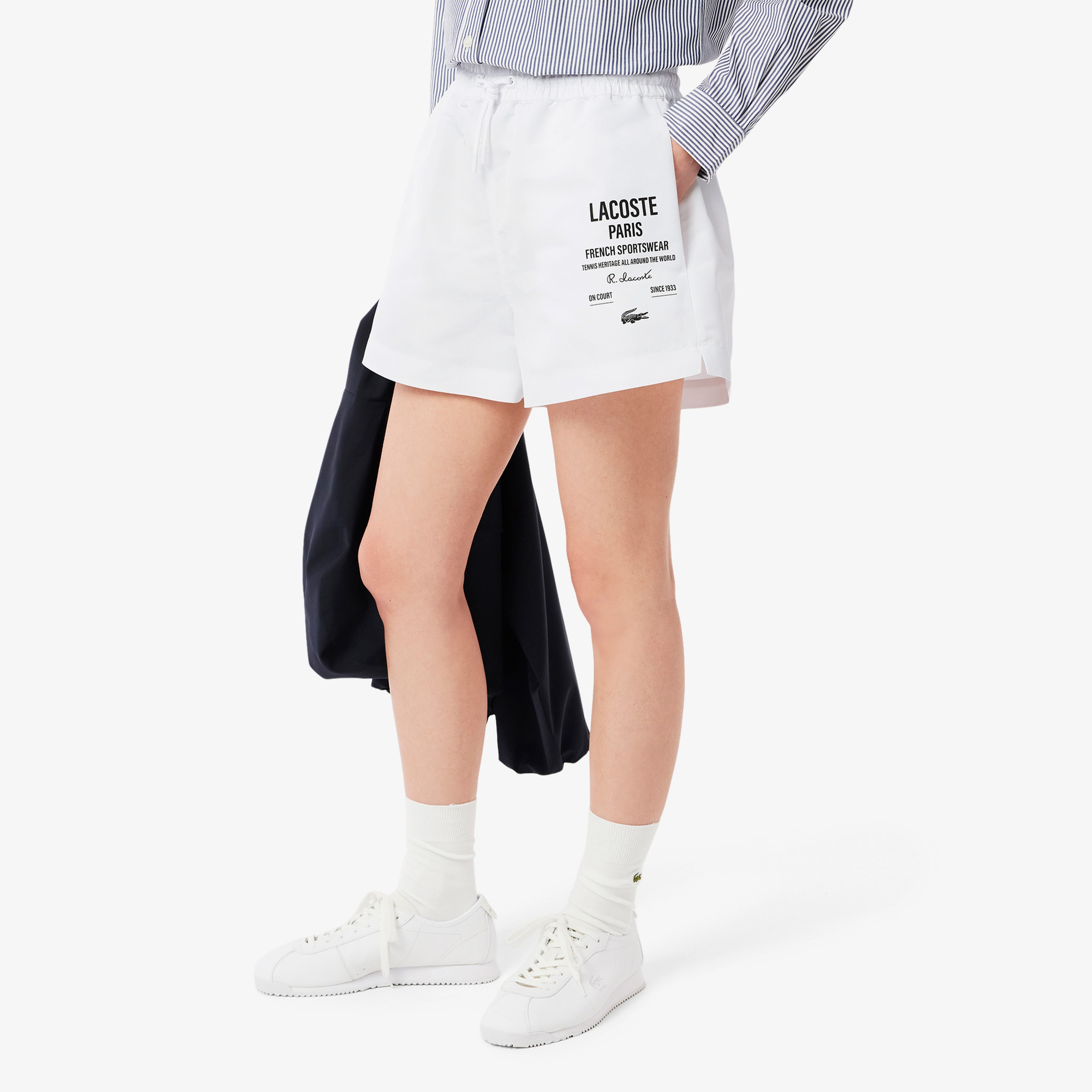 Lacoste Long Print Kadın Beyaz Şort