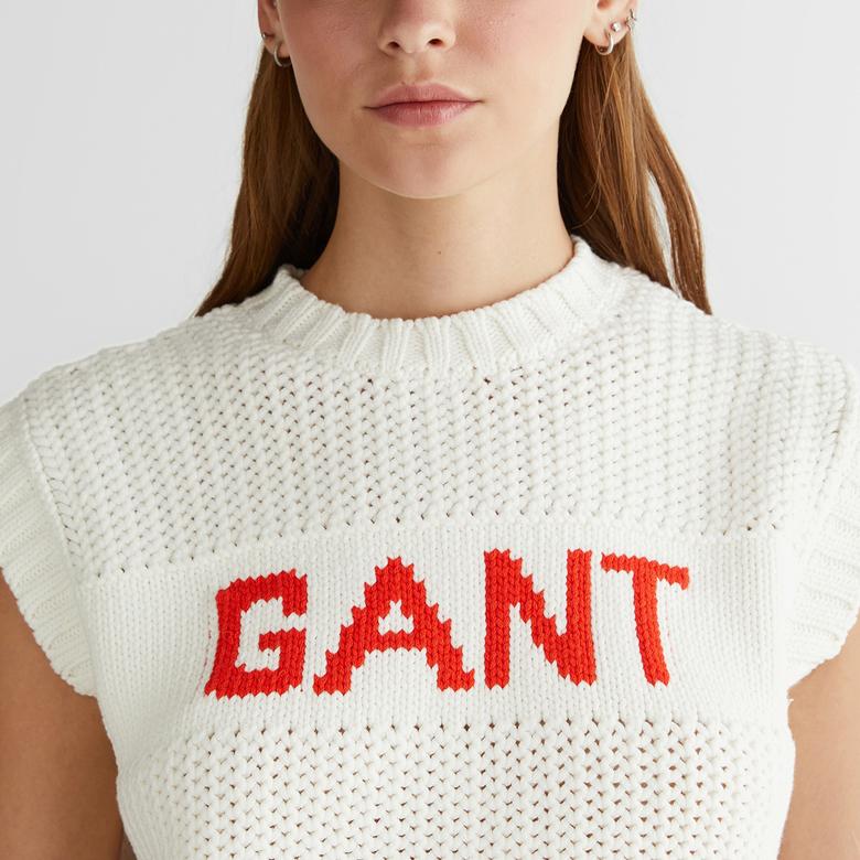 GANT Kadın Krem Bisiklet Yaka Logolu Triko