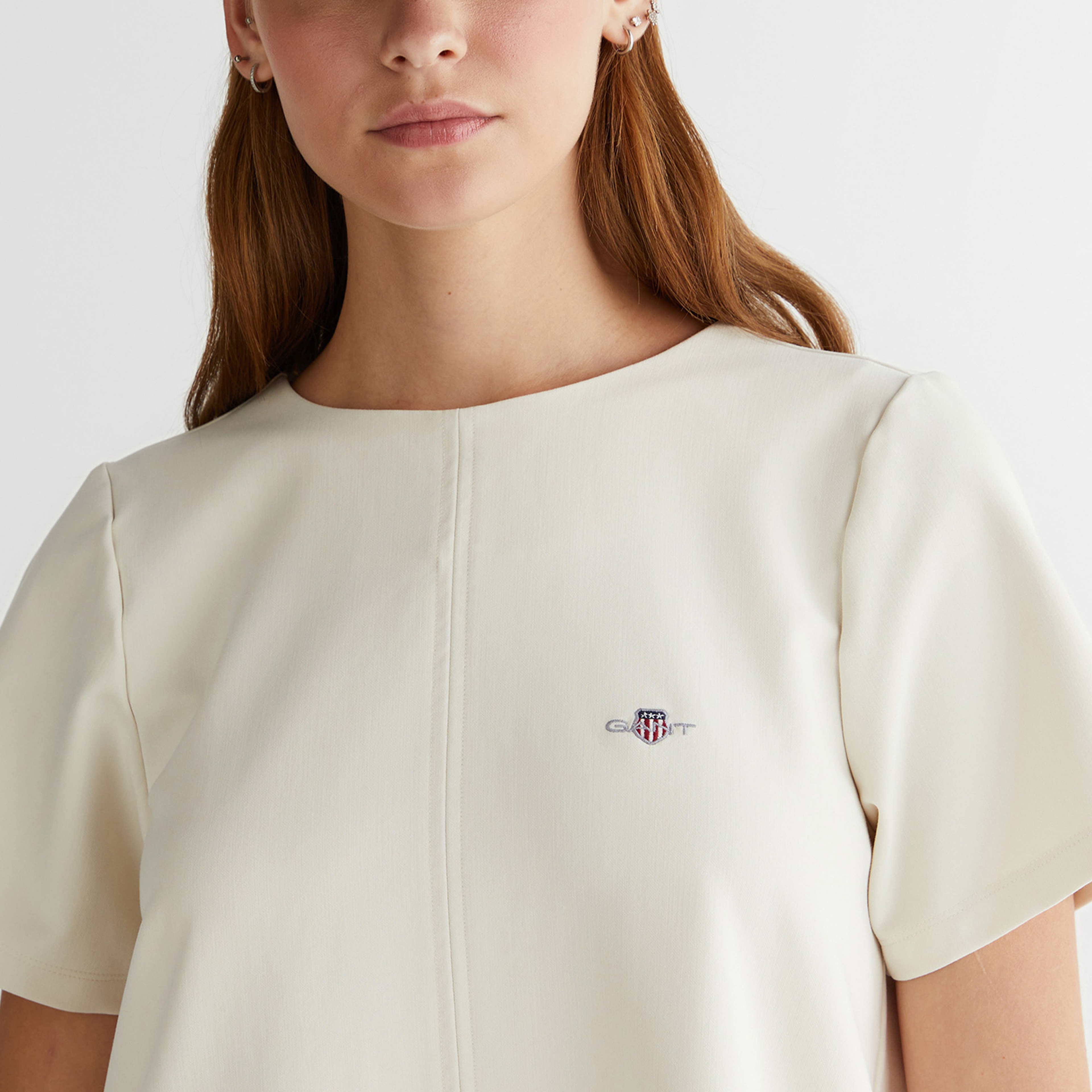 GANT Kadın Krem Bisiklet Yaka Logolu Elbise