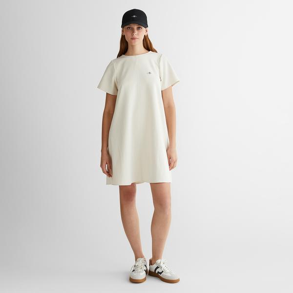 GANT Kadın Krem Bisiklet Yaka Logolu Elbise