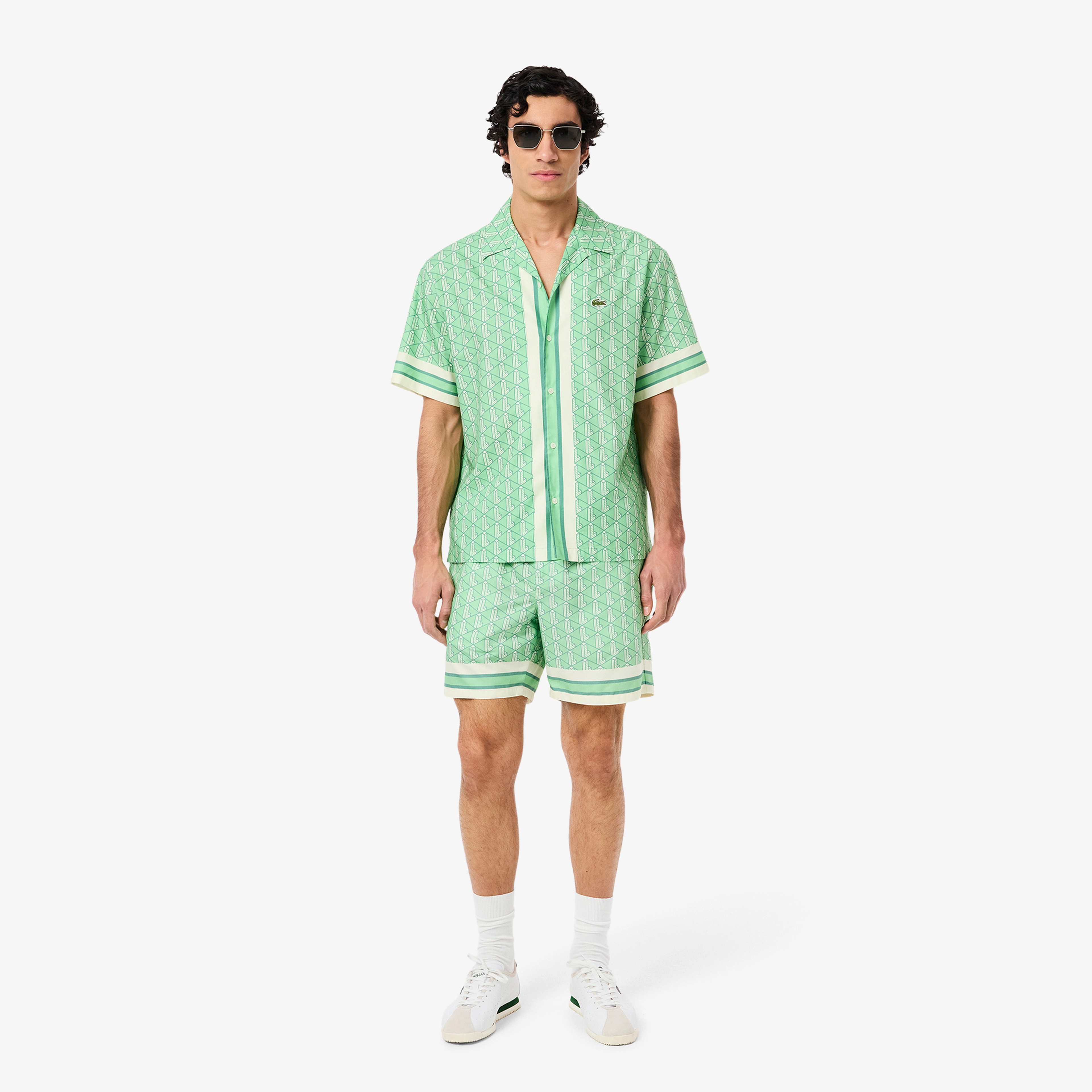 Lacoste Lightweight Monogram Print Erkek Yeşil Şort