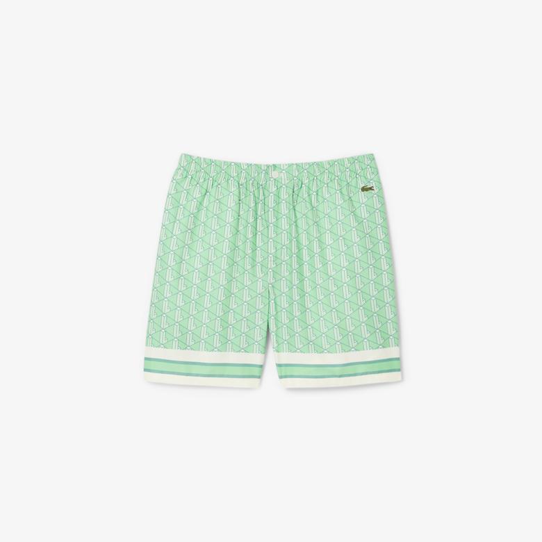 Lacoste Lightweight Monogram Print Erkek Yeşil Şort