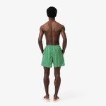 Lacoste Mid Monogram Print Swim Erkek Yeşil Mayo