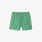 Lacoste Mid Monogram Print Swim Erkek Yeşil Mayo