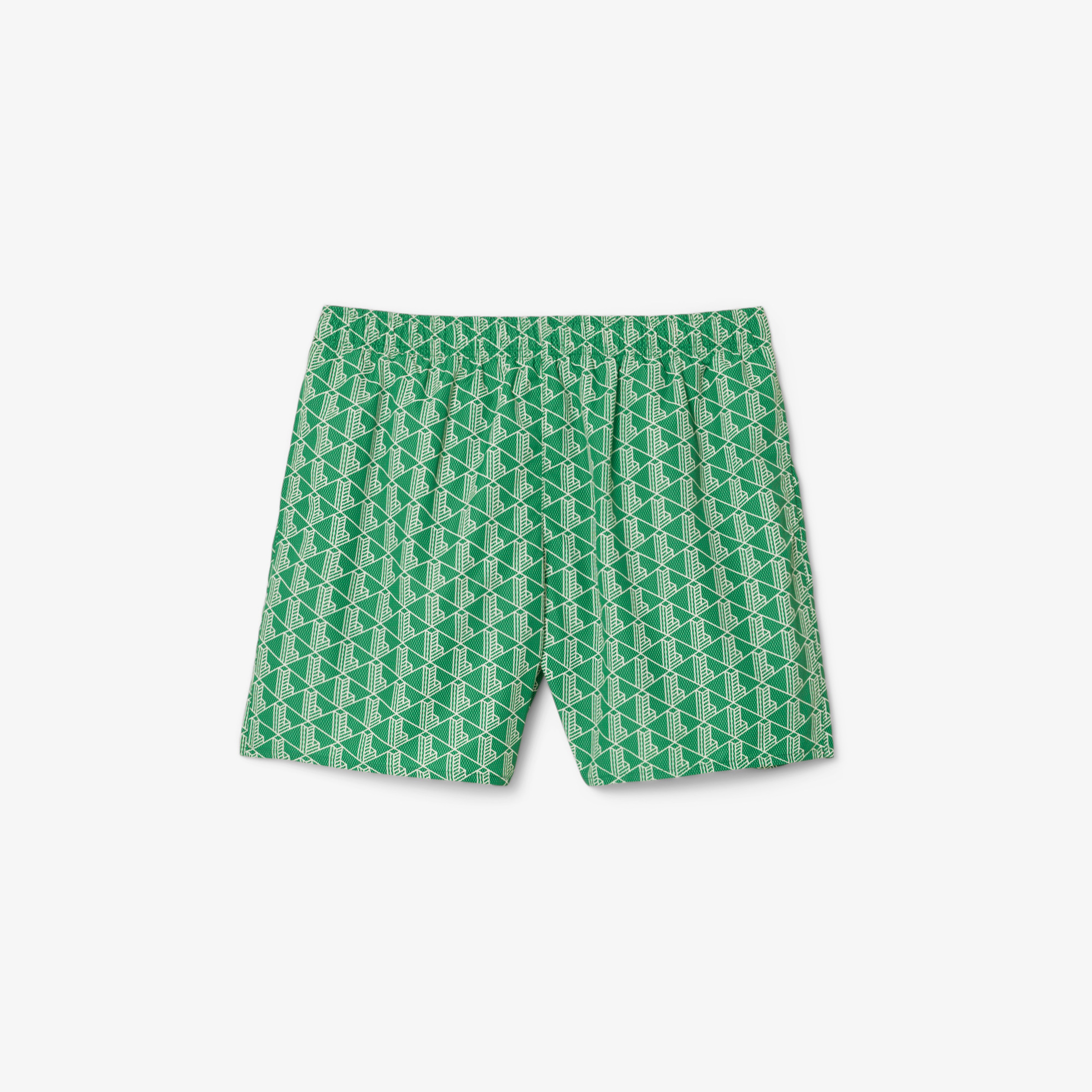 Lacoste Mid Monogram Print Swim Erkek Yeşil Mayo