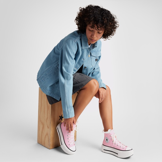 Converse Chuck Taylor All Star Lift Double Stack Unisex Pembe Sneaker - Görsel 10