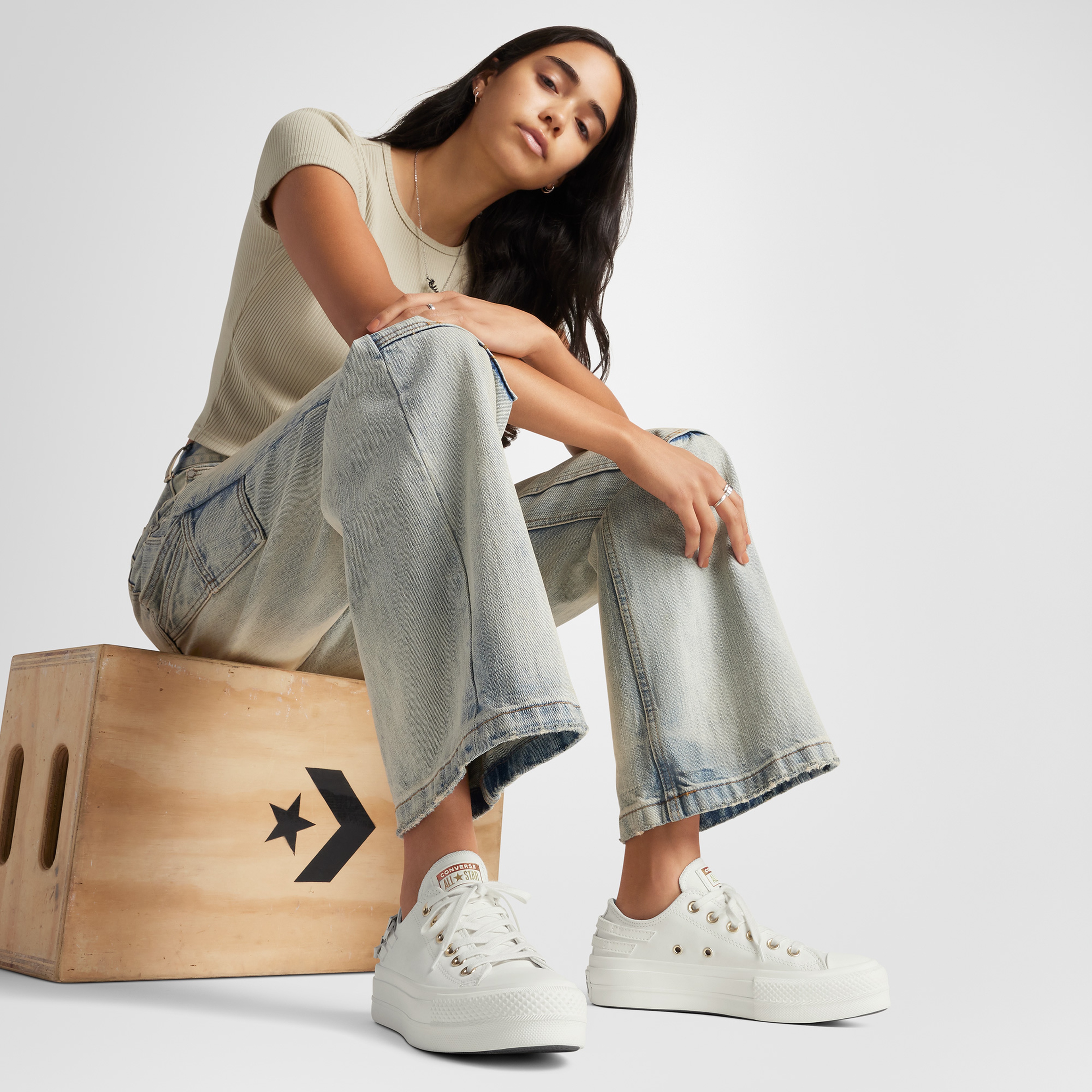 Converse Chuck Taylor All Star Lift Platform Buckle Unisex Beyaz Sneaker