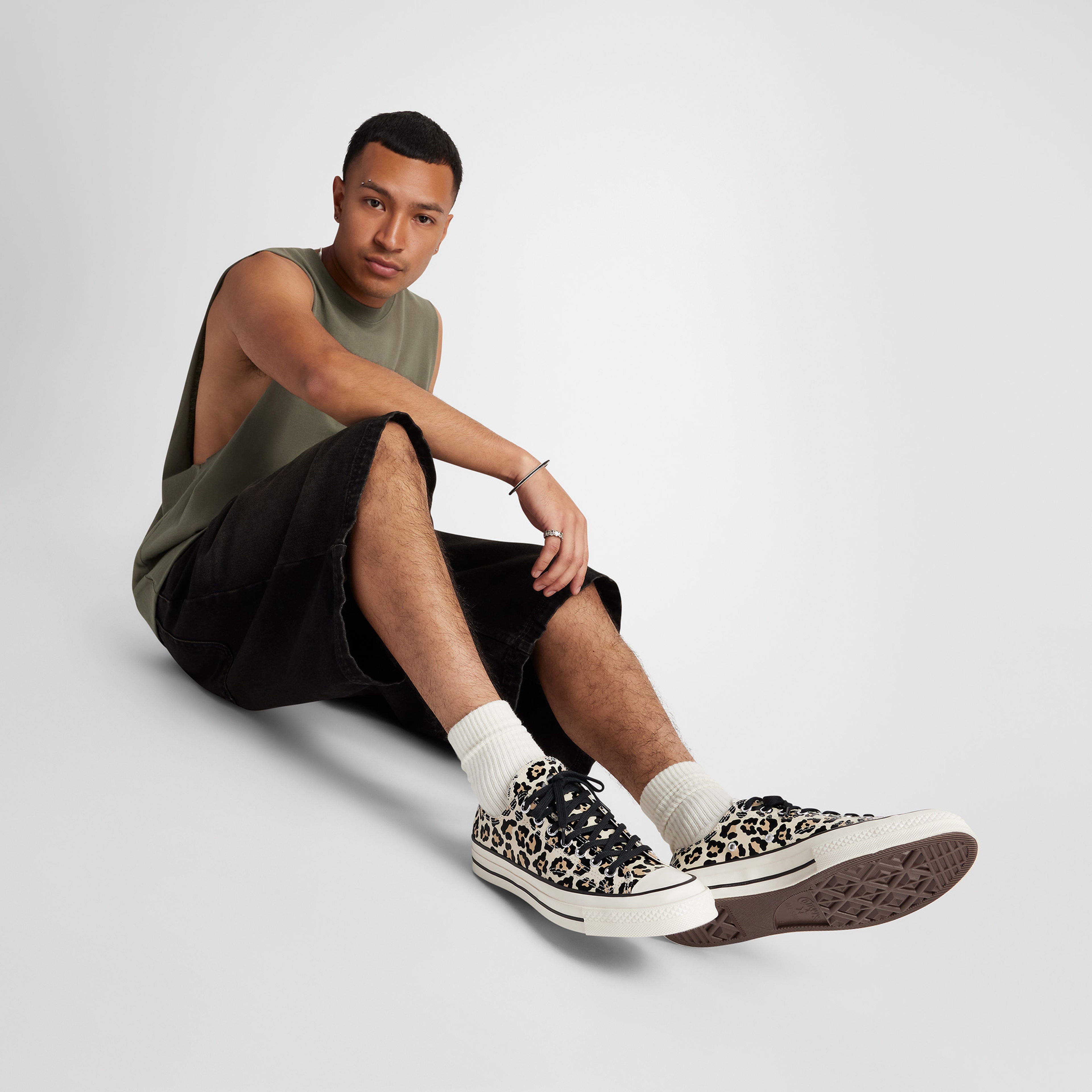 Converse Chuck 70 Glow In The Dark Leopard Print Kadın Krem Sneaker