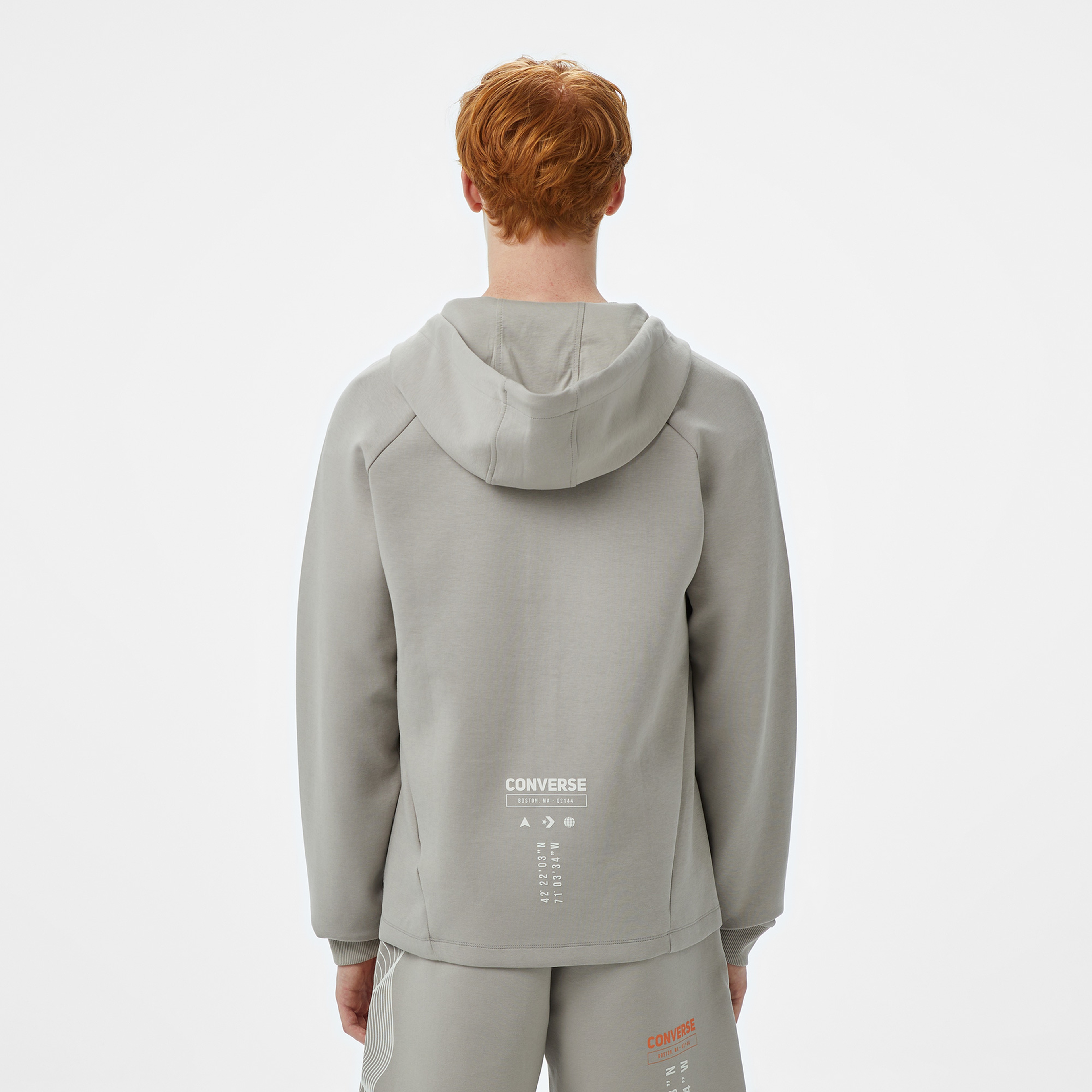 Converse Star Chevron Baskılı Regular Fit Erkek Gri Hoodie