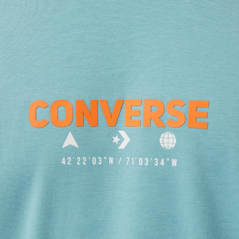 Converse Star Chevron Oversize Fit Baskılı Erkek Mavi T-shirt