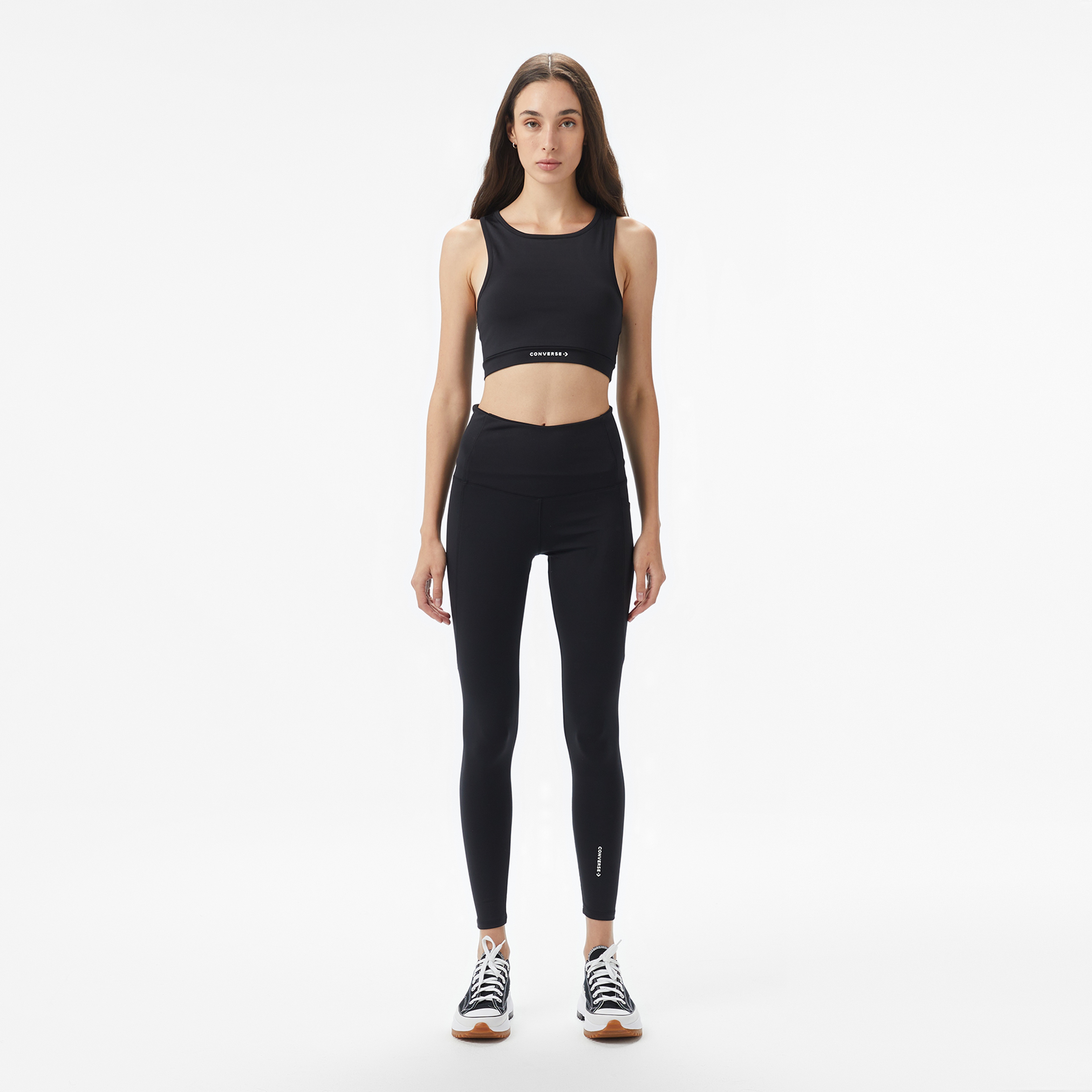 Converse Star Chevron Baskılı Kadın Slim Fit Siyah Tayt