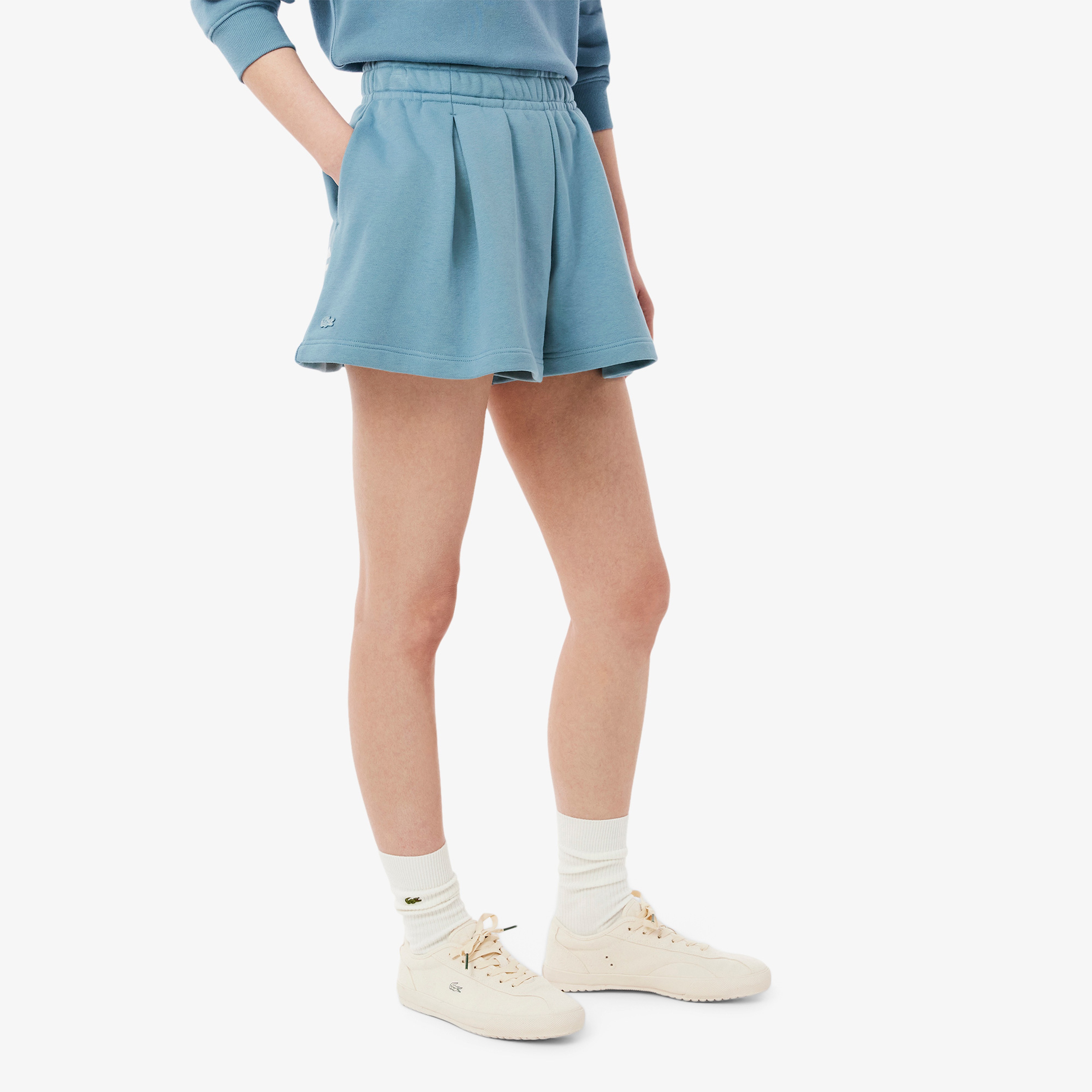 Lacoste Pleated Fleece Kadın Mavi Şort