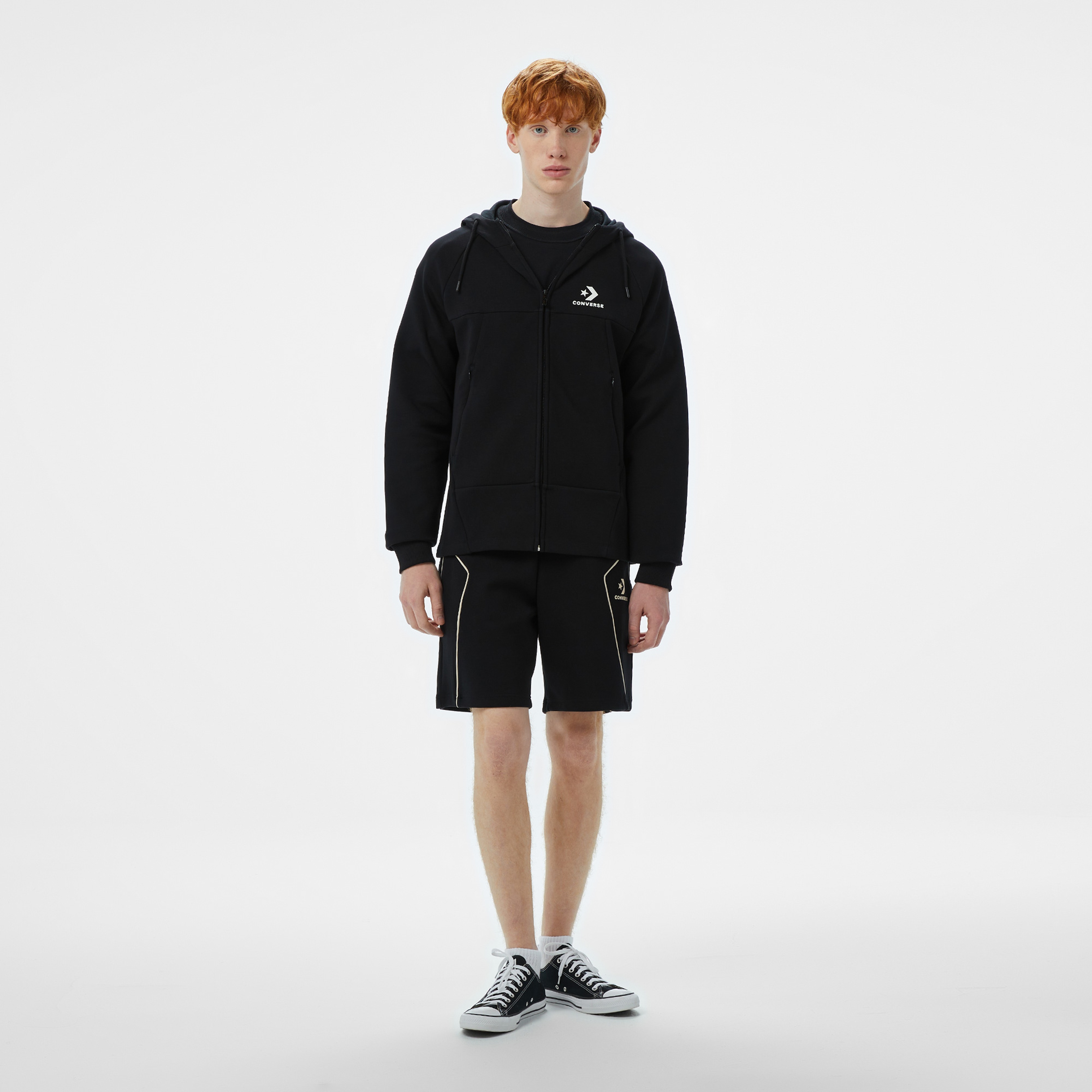 Converse Star Chevron Baskılı Regular Fit Erkek Siyah Swetashirt