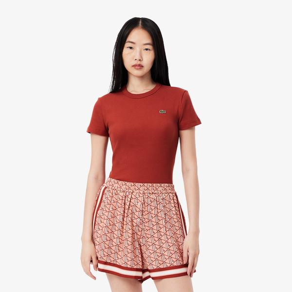 Kadın Slim Fit Bisiklet Yaka Kırmızı T-Shirt