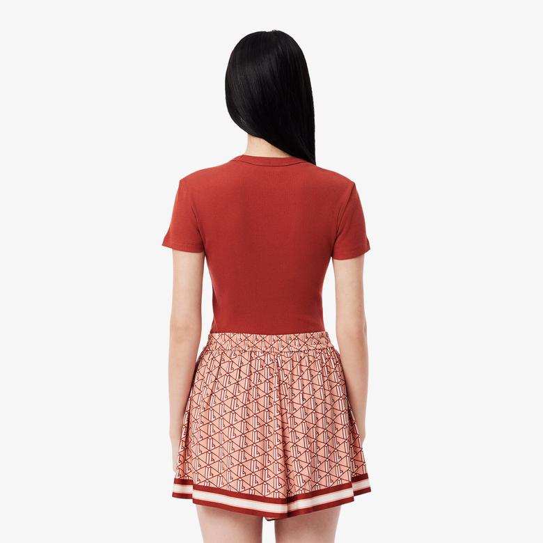 Kadın Slim Fit Bisiklet Yaka Kırmızı T-Shirt