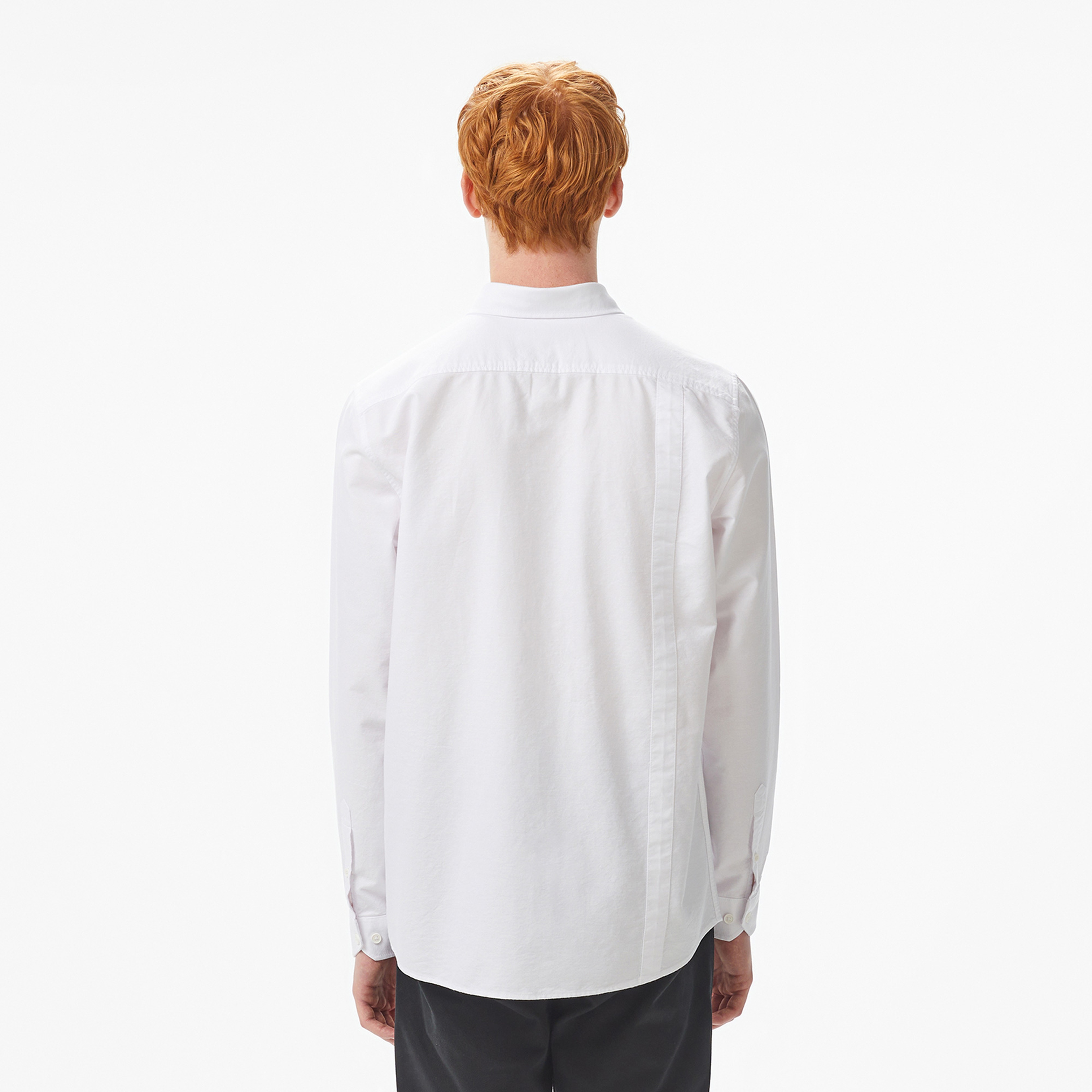Erkek Regular Fit Düğmeli Yaka Beyaz Gömlek