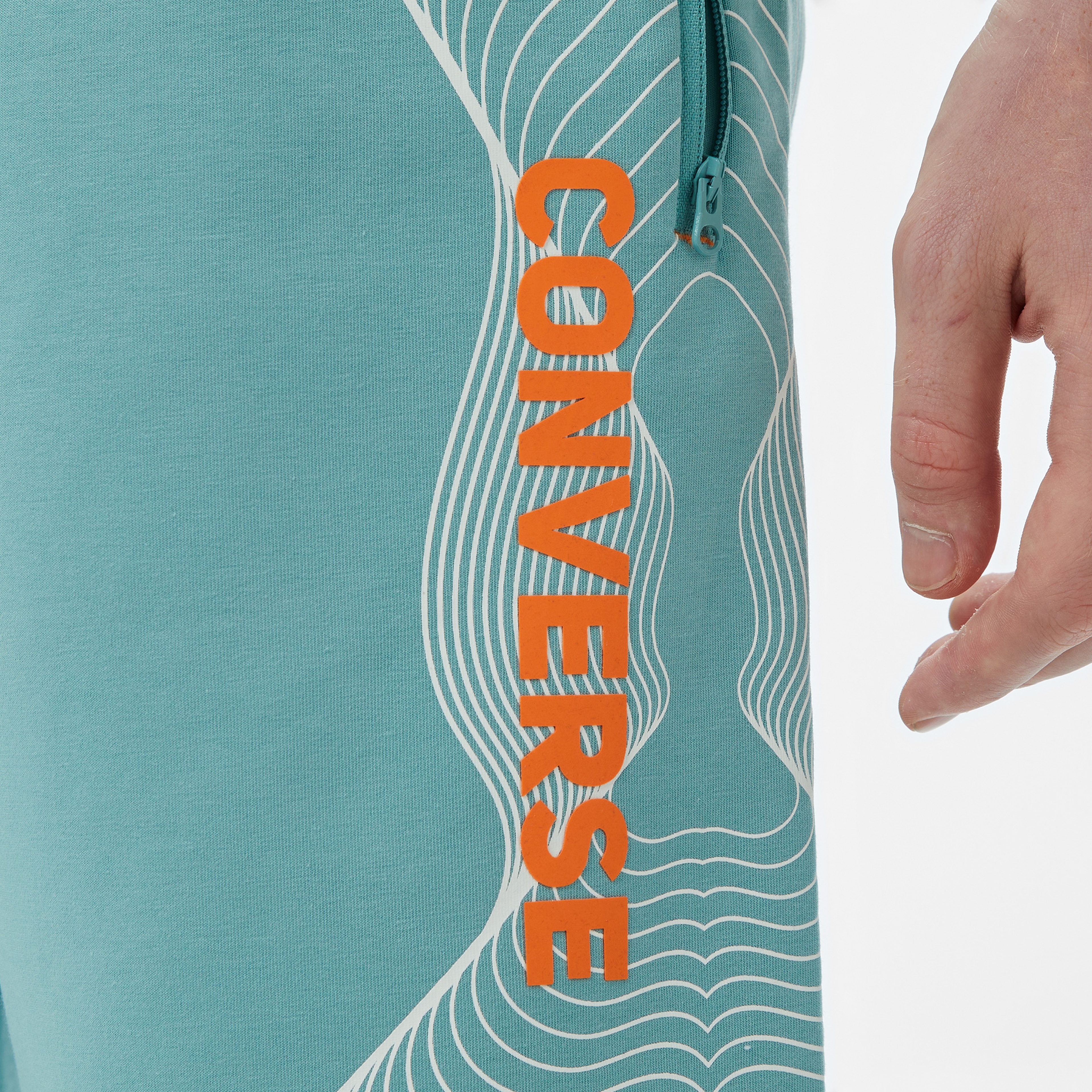 Converse Baskılı Erkek Oversize Fit Mavi Şort