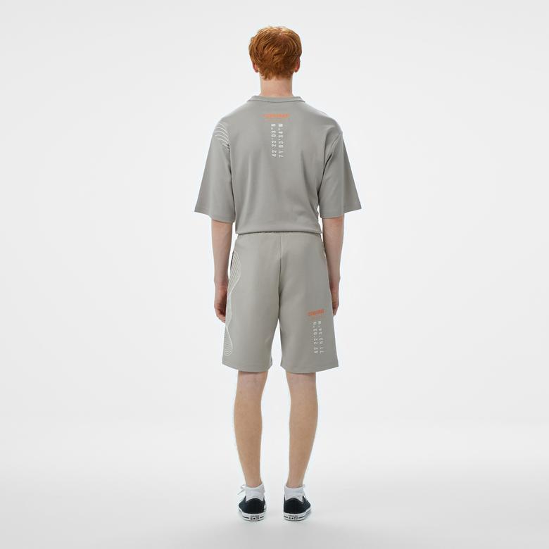 Converse Baskılı Erkek Oversize Fit Gri Şort