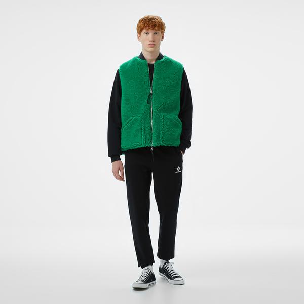 Converse Star Chevron Baskılı Erkek Oversize Fit Siyah Eşofman Alti