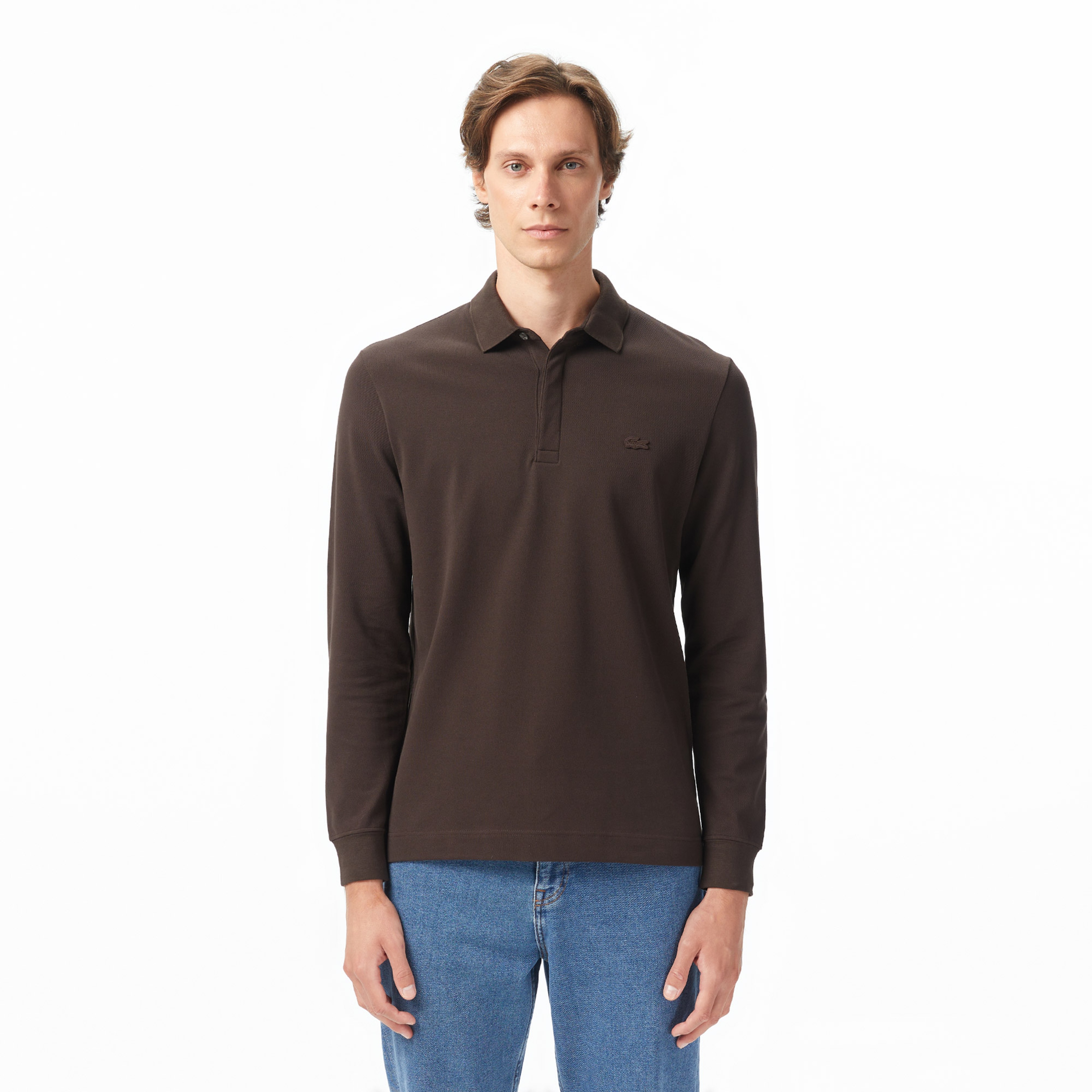 Lacoste Erkek Regular Fit Uzun Kollu Kahverengi Polo